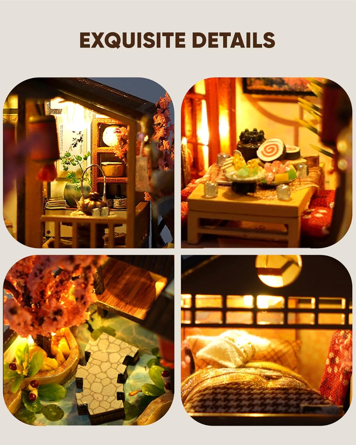 DIY Miniature House Kit, Mini House Kit for Beginners, DIY Dollhouse Kit for Adults to Build, Model Building Craft Diorama Kit, Ideal Gifts for Birthday, Christmas(Japanese Garden House)