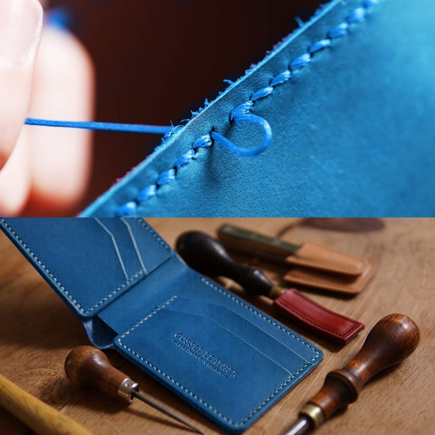 Flexzion Waxed Thread - 284 Yards (260 Meters) 0.8mm 150D Polyester Wax Thread for Leather Sewing, Bookbinding, Stitching, Repairing, Beading, & DIY Projects (Dark Blue)