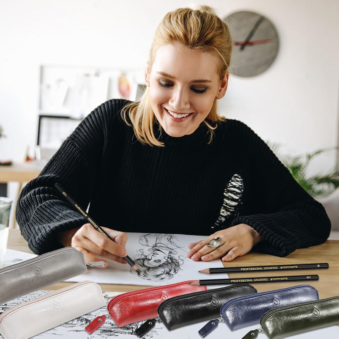 Heshengping, Sketching and Drawing Pencils Set-26 pack, Art Supplies Drawing Kit,Graphite Charcoal Pro Pencil Set, Adults Beginners Artists