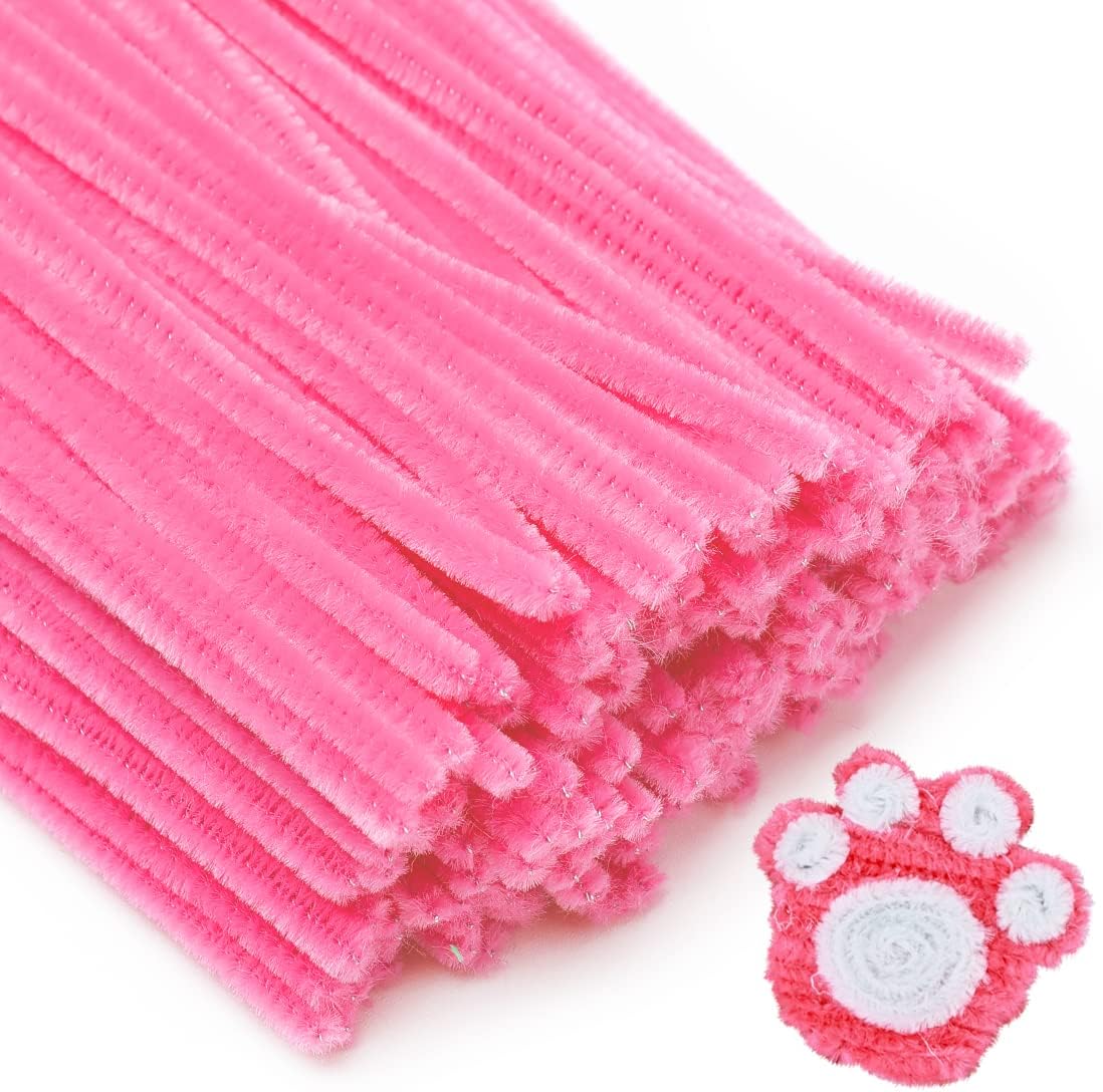 Eppingwin 200pcs Pipe Cleaners, Pink Pipe Cleaners Craft Supplies,Chenille Stems for DIY Arts Crafts Project (Pink)
