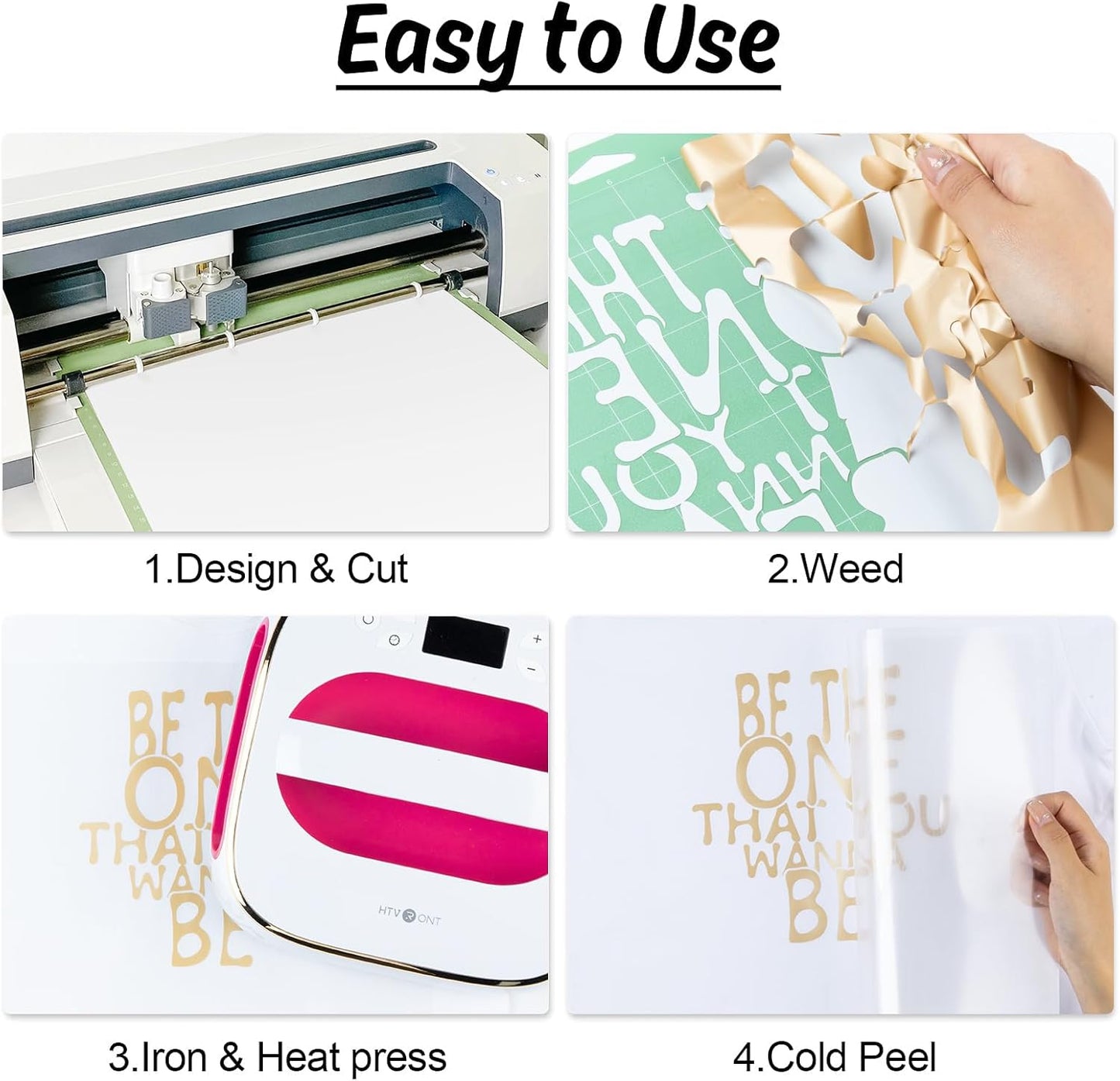 HTVRONT HTV Roll Heat Transfer Vinyl - 12" x 8ft Golden Brown HTV Vinyl for T Shirts, Gold Iron on Vinyl for All Cutting Machine - Easy to Cut & Weed & Transfer (Golden Brown)