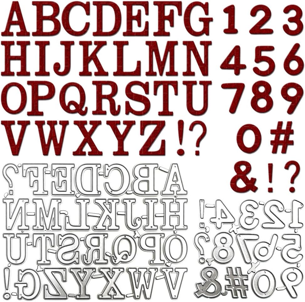 Letters and Number Metal Cutting Dies for Card Making,Uppercase Letters and Arabic Numerals Embossing Cuts Die for Scrapbook Album Decoration