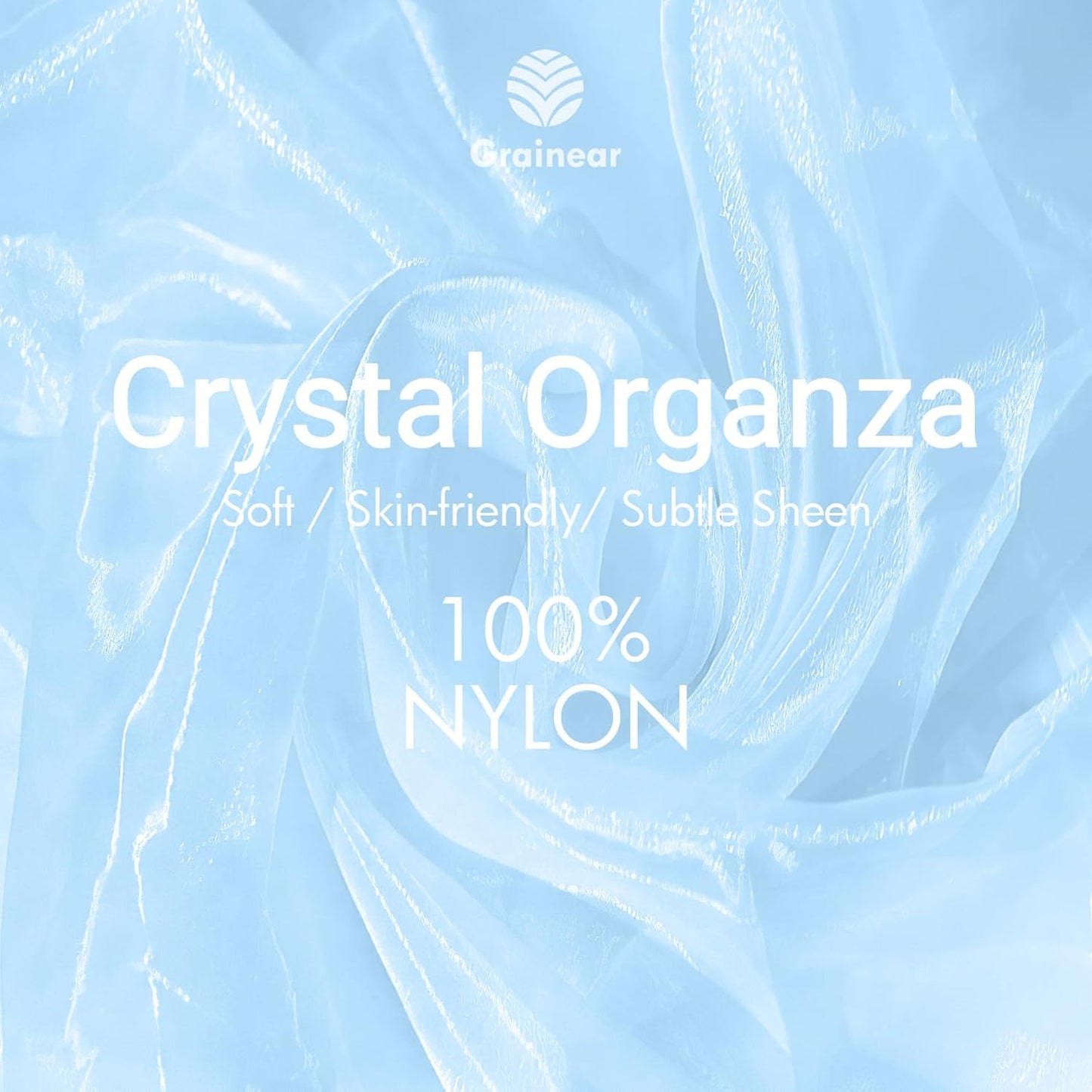 Baby Blue Organza Fabric – 44" x 5 Yards Wide Sheer Tulle for Wedding Arch Draping, Gowns, Table Runners, Party Decor, Curtains & DIY Crafts – Translucent Fabric for Elegant Projects