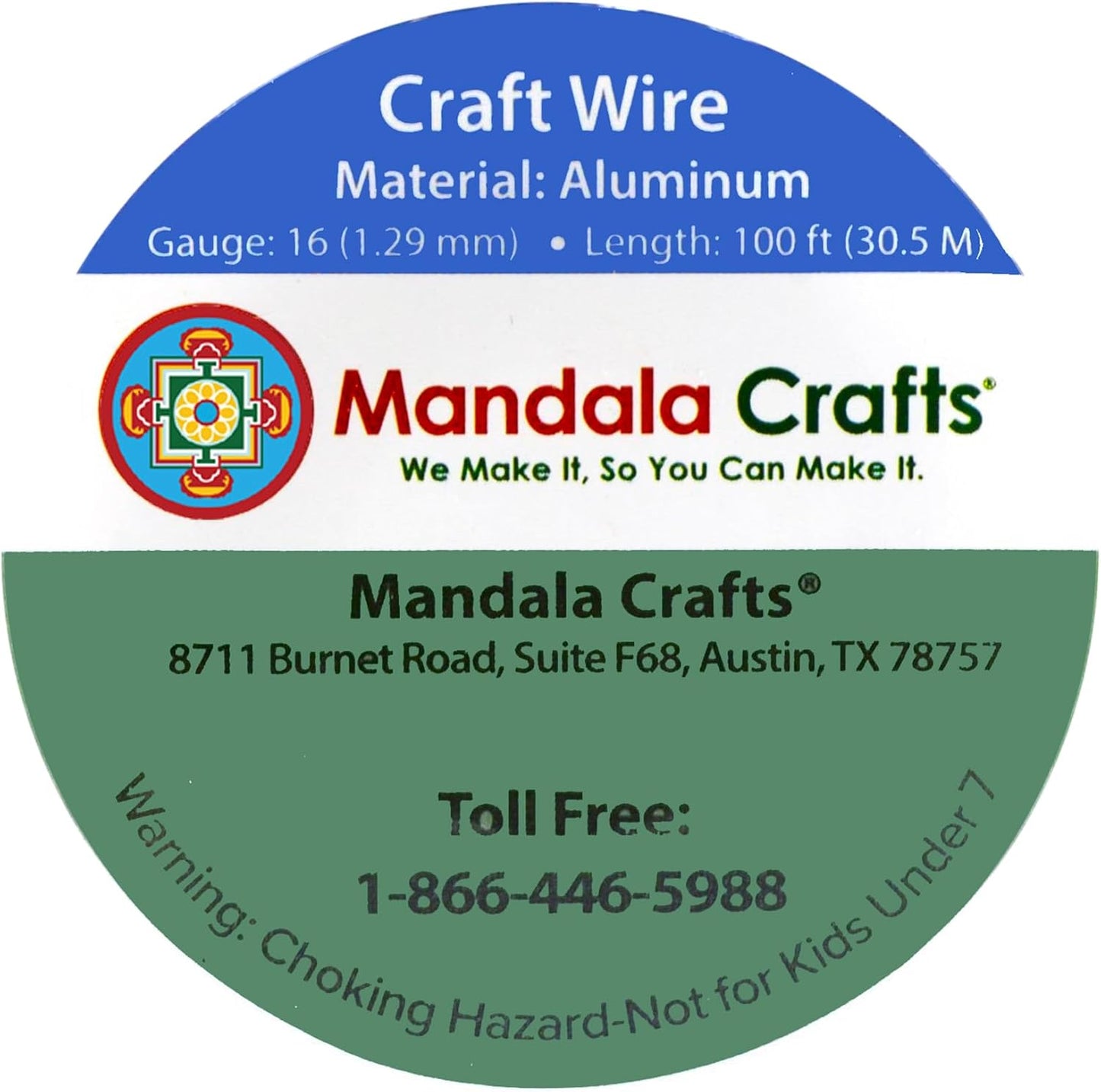 Mandala Crafts 16 Gauge Anodized Aluminum Craft Wire for Jewelry Making - 100 FT Colored Flexible Gold Tone Wire - Bendable for Bonsai Armature Crafting Sculpting