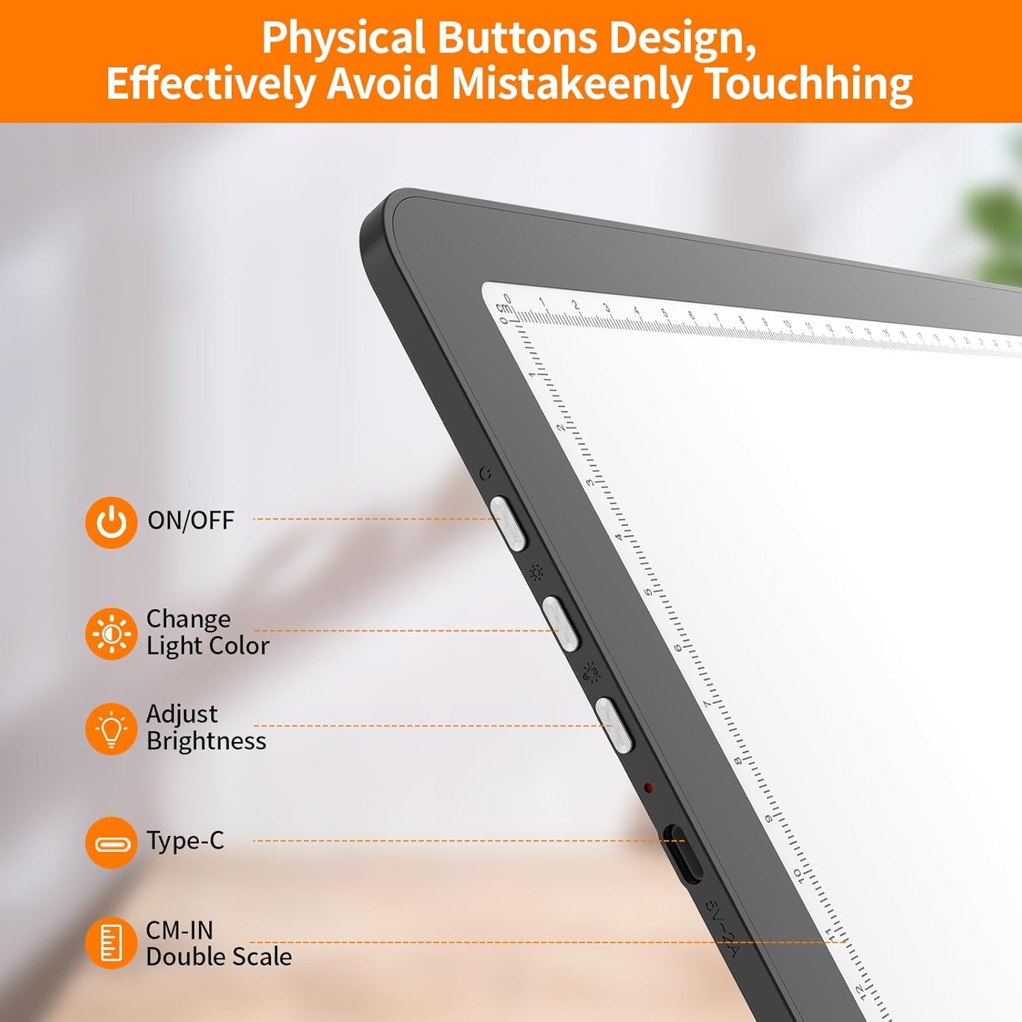 Elice Magnetic A4 Light Board for Diamond Painting, Ultra-Thin Tracing LED Light Box with Side Buttons, Super Bright Diamond Art Light Pad, Light Table for Drawing, Sketching, Weeding Vinyl - Black