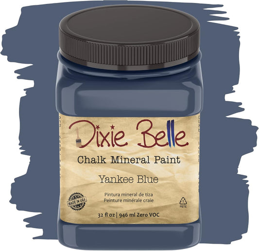 Dixie Belle Paint Company Chalk Finish Furniture Paint - Yankee Blue (32oz) - Matte Cool Navy Chic Chalk Mineral DIY Furniture Paint