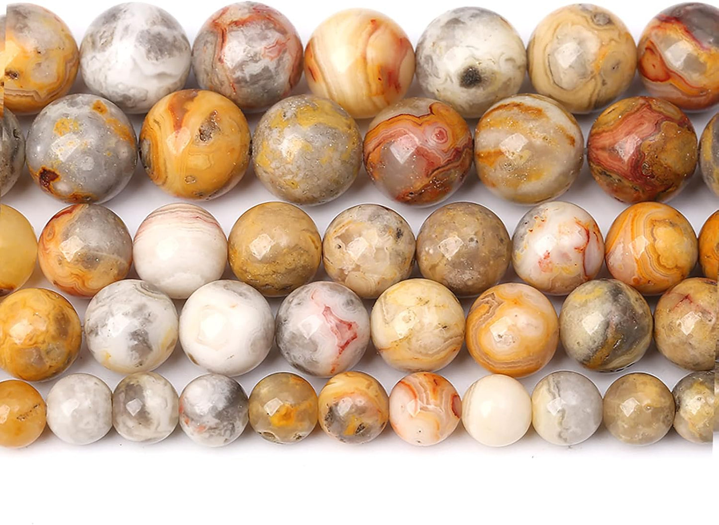 38pcs 10mm Natural Stone Beads Crazy Lace Agate Healing Energy Gemstone Round Loose Beads for Jewelry Making DIY Bracelet Necklace