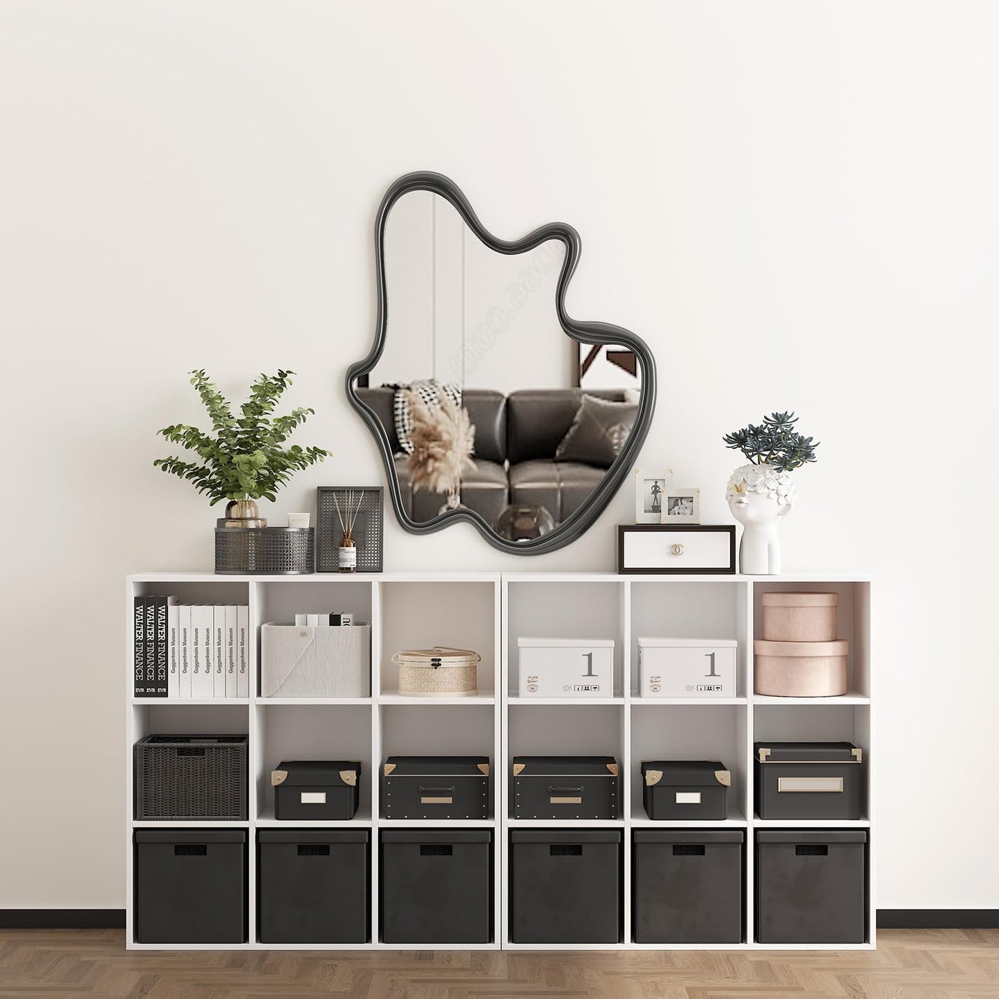 Wooden 9 Cube Storage Organizer with Closed Back Panel,White Cube Shelf Heavy Duty Cubby Storage Organizer with Compartments for Living,Display Shelf,Bookshelf