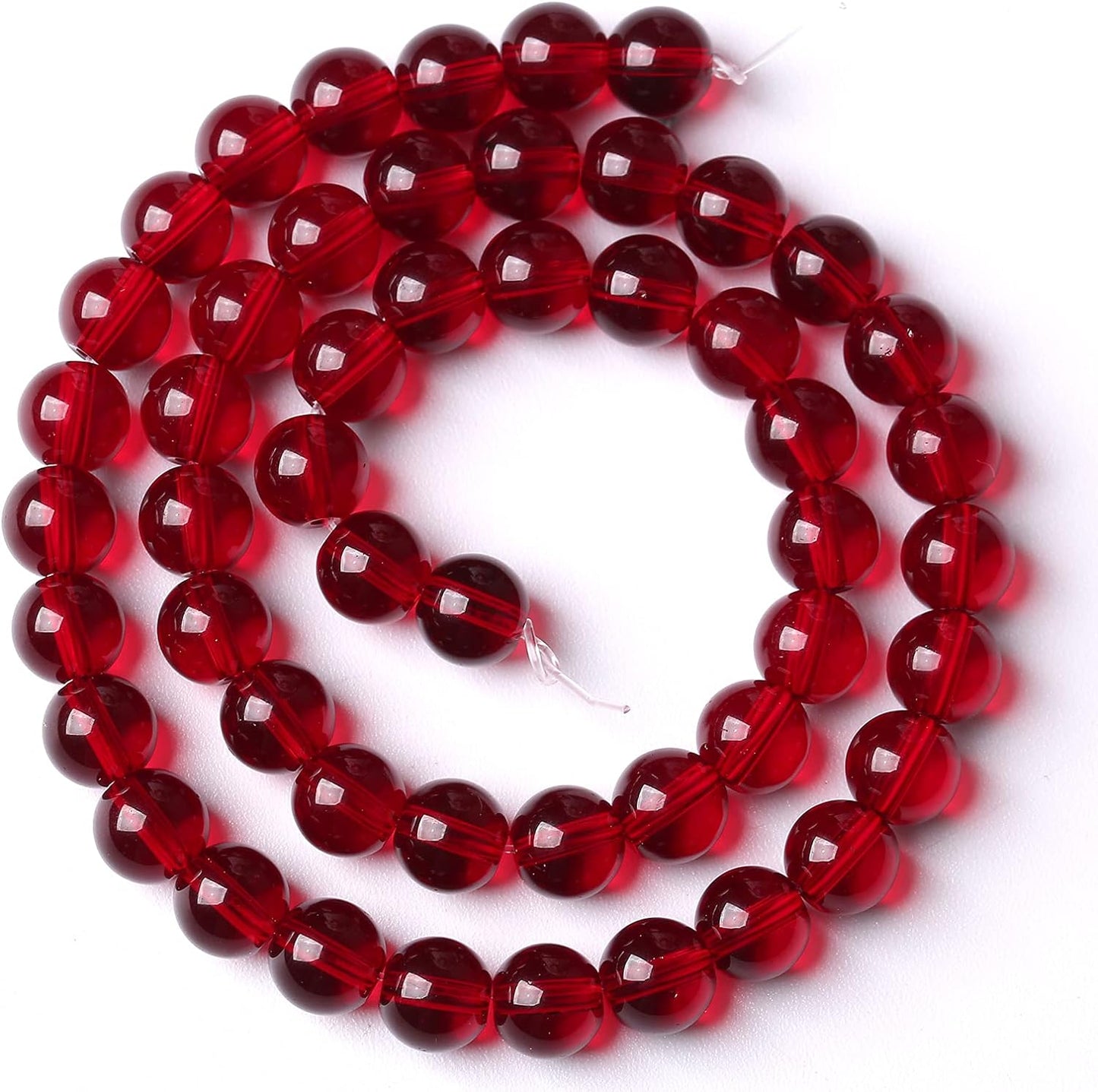 102pcs 8mm Smooth Garnet Red Glass Crystal Round Loose BeadsFor Jewelry Making DIY Bracelet Necklace Accessories 32" 2 Strand