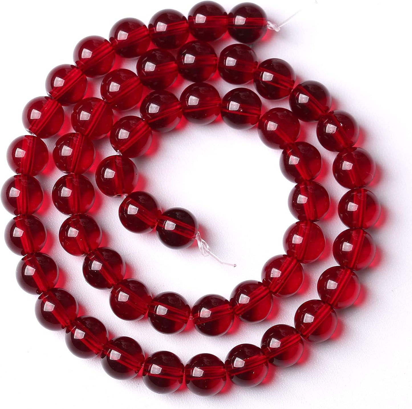 Smooth Garnet Red Glass Crystal Round Loose BeadsFor Jewelry Making DIY Bracelet Necklace Accessories 10mm 40pcs 15" Strand (Garnet Red Glass, 10mm)