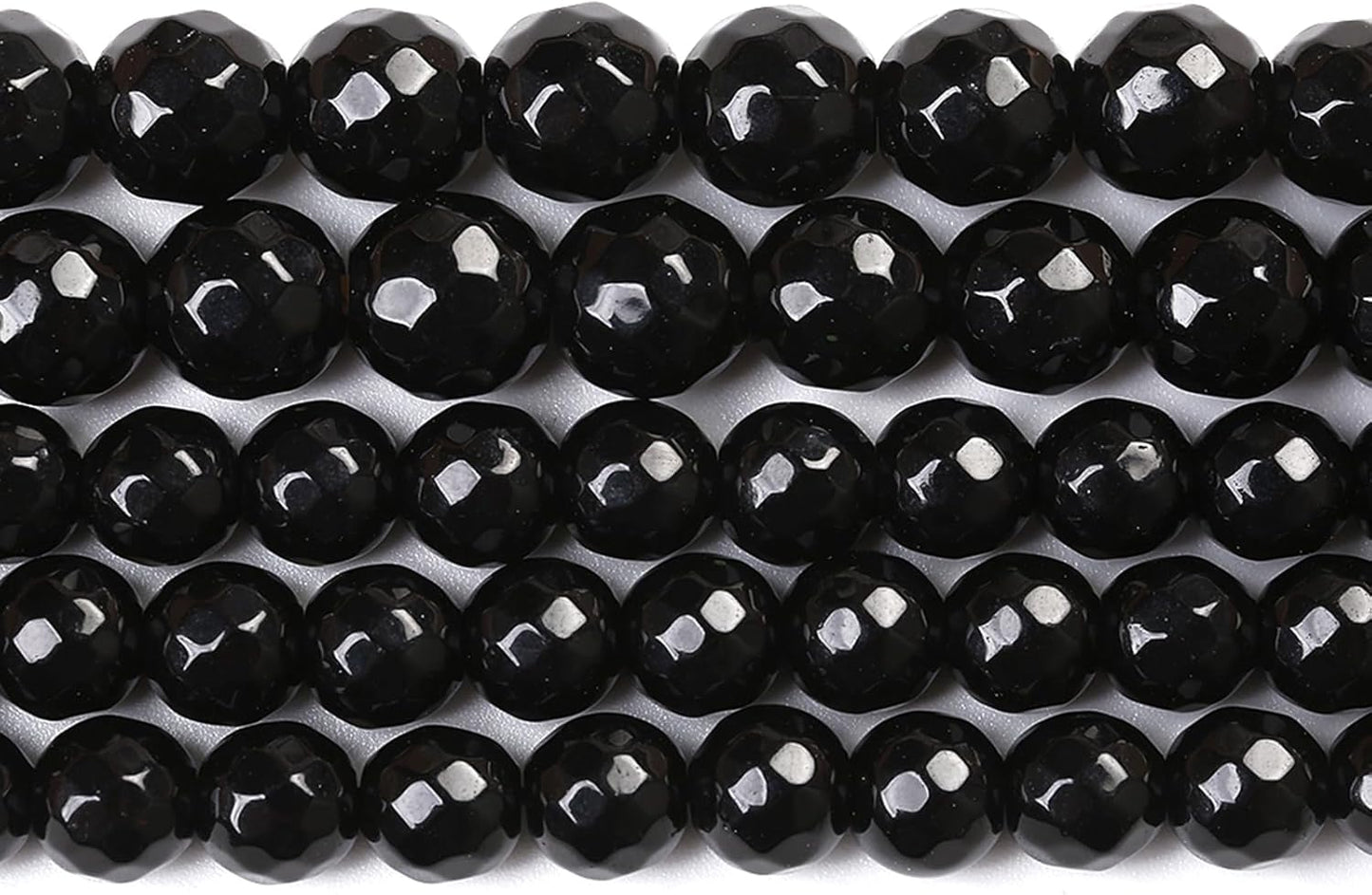 60pcs 6mm Natural Faceted Black Agate Stone Beads for Jewelry Making Energy Healing Beads DIY Bracelet Necklace Accessories 15" (6mm, Faceted Black Agate)