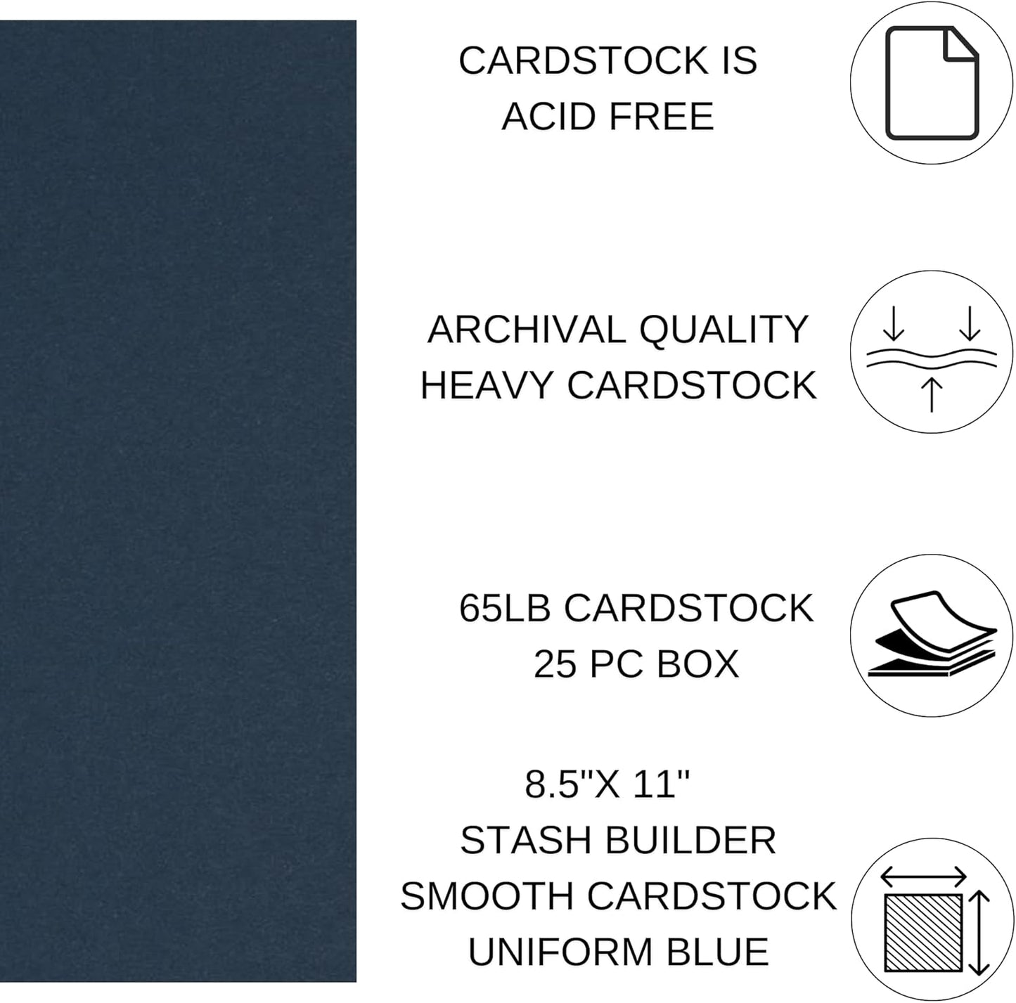 Accent Design Paper Accents Stash Builder Cardstock 8.5" x 11" Uniform Blue, 65lb Colored cardstock Paper for Card Making, Scrapbooking, Printing, Quilling and Crafts, 25 Piece Pack