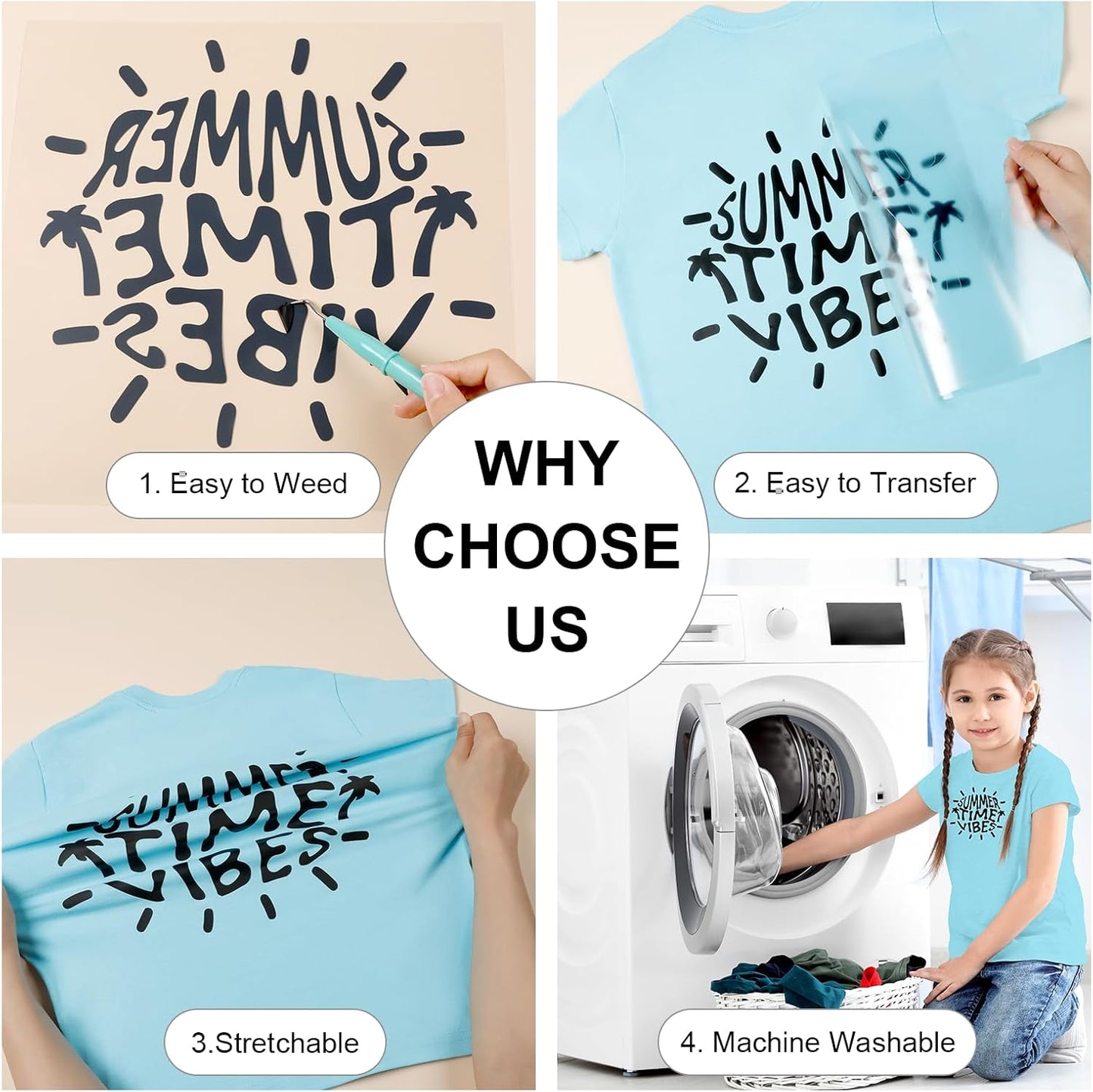 HTVRONT Black HTV Heat Transfer Vinyl Bundle: 10 Pack 12"x12" Iron on Vinyl for T-Shirt (1 PTFE Sheet Included), PU HTV Vinyl Easy to Cut & Weed for Heat Design