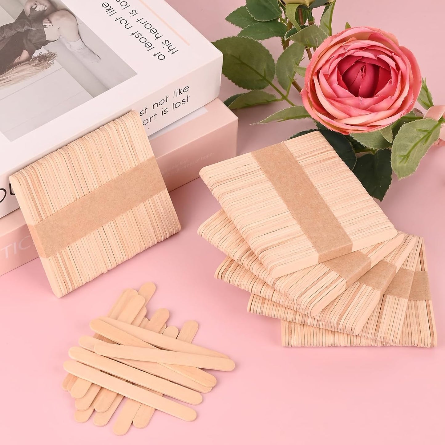 Sakolla 300 Pcs Popsicle Wooden Sticks, 3.65″ Length Natural Wood Mini Ice Cream Sticks for Ice Pop, Cakesicle, Cake Pop, DIY Crafts