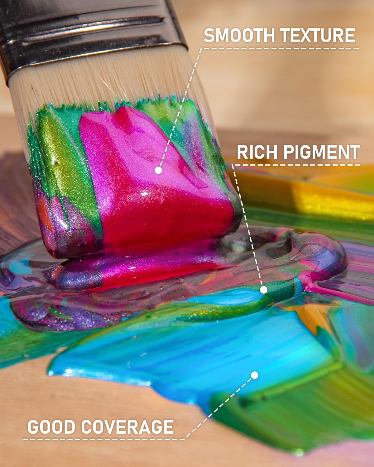 Nicpro Iridescent Pink Acrylic Paint, 8.45oz / 250ml Large Bottle Pink Metallic Acrylic Paint, Color Shifting & Non-Toxic Art Painting Supplies For Craft Canvas Fabric Rock Wood Ceramic Metal