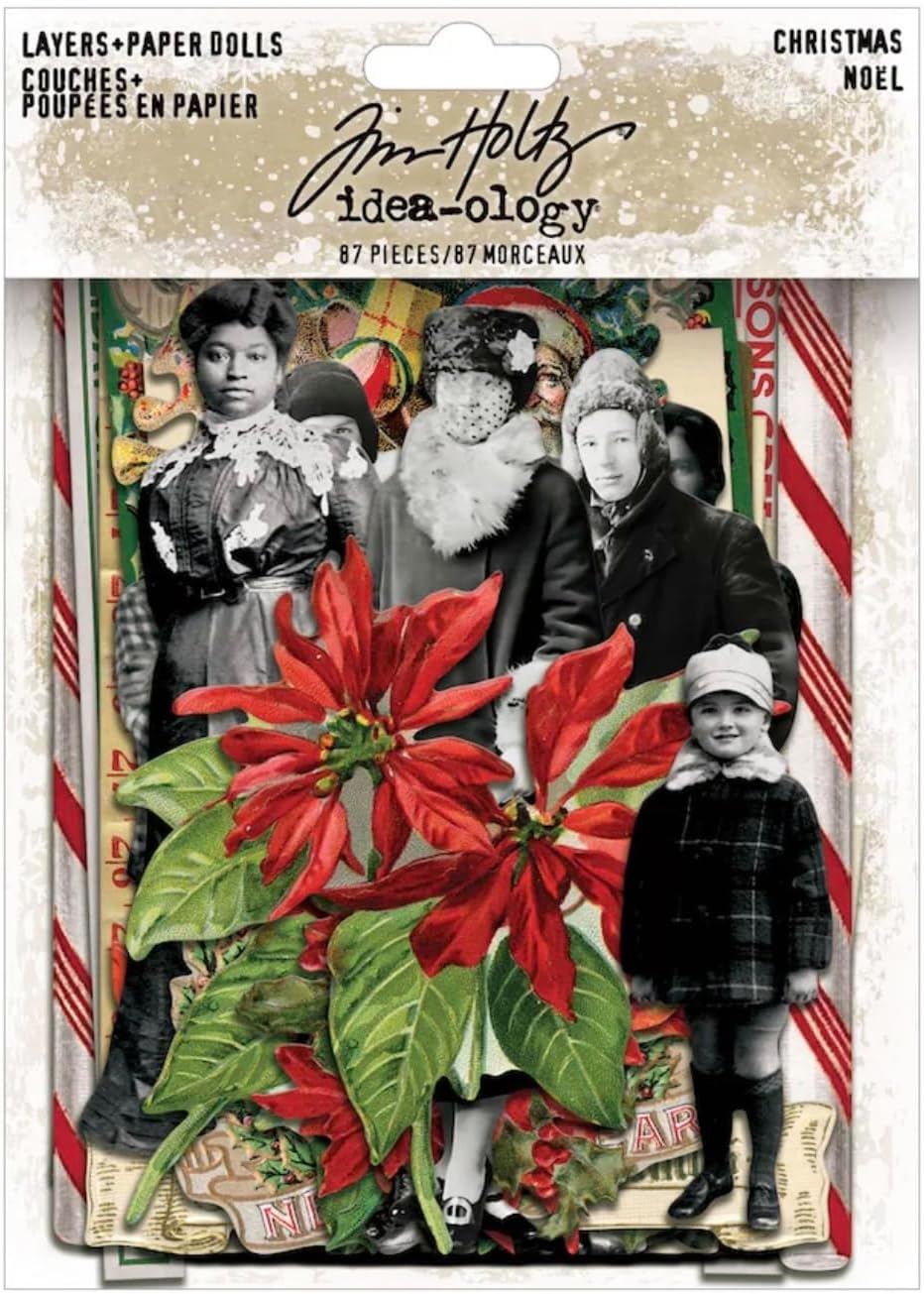 Tim Holtz Idea-Ology Christmas Winter 2025 Layers/Paper Dolls, Ephemera, Chipboard Baseboards, Bundle of 3 Packages, 244 Pieces