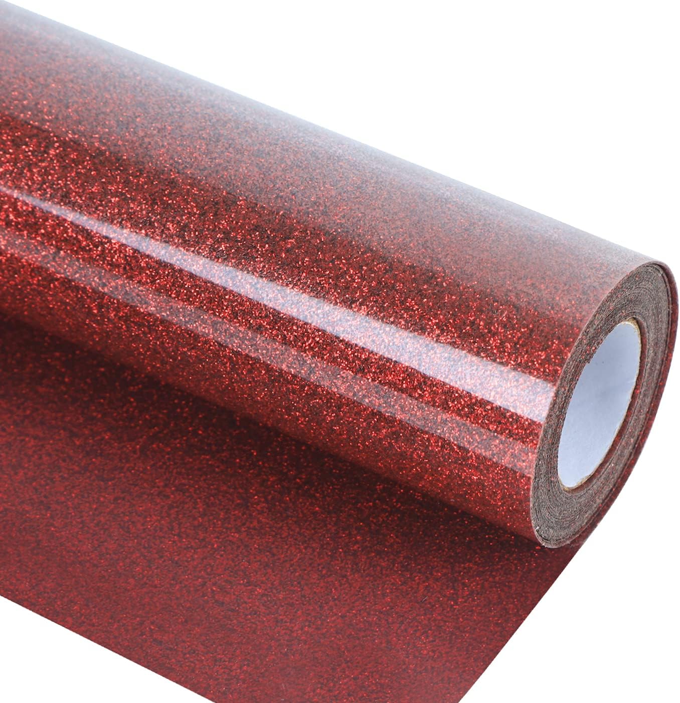 guangyintong Glitter Red Heat Transfer Vinyl HTV Rolls, 12" x 8ft Iron on Vinyl for T-Shirts Glitter Red HTV Vinyl for All Cutter Machines Easy to Cut & Weed for Heat Vinyl Design
