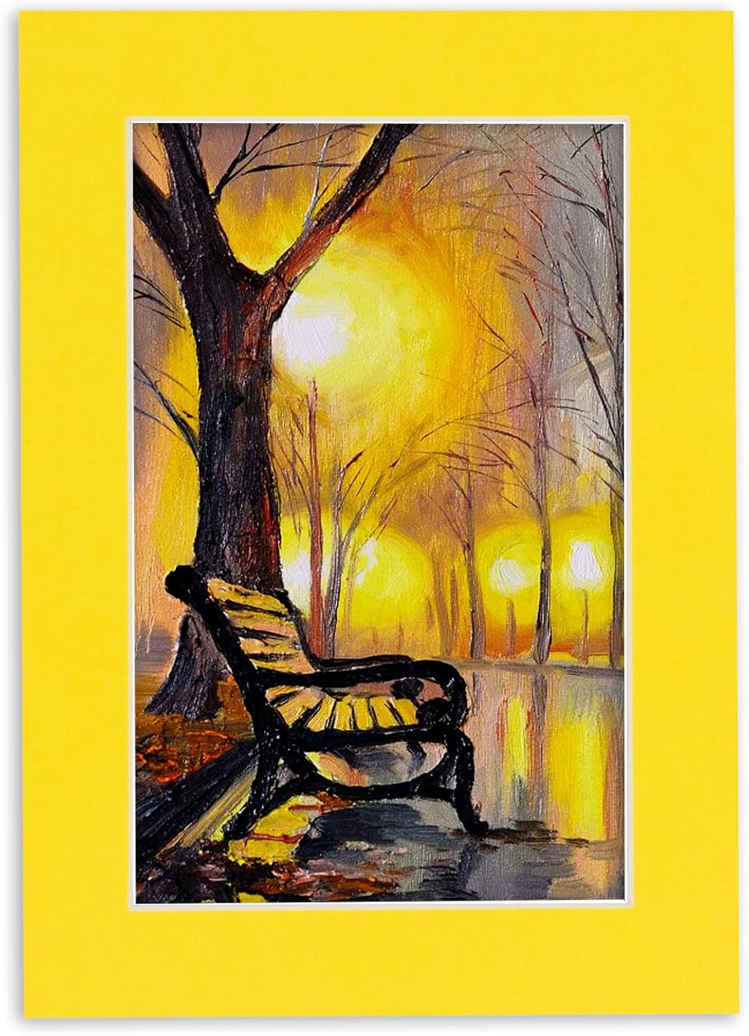 8x10 Mat Bevel Cut for 5.5x8.5 Photos - Acid Free Yellow Precut Matboard - for Pictures, Photos, Framing - 4-ply Thickness