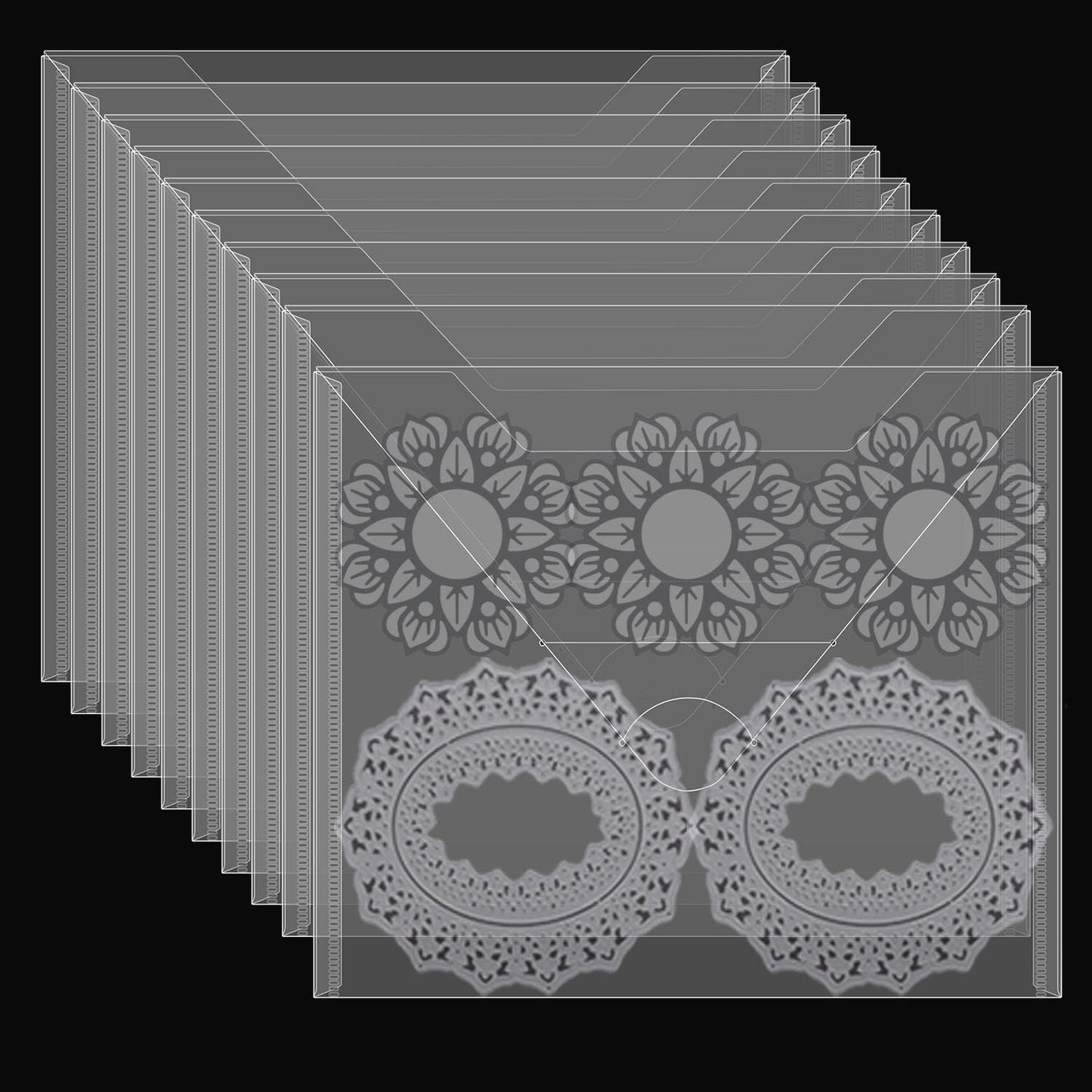 20 Pcs Large 11.5"X9" Stamp & Die Storage Pockets Resealable Clear Plastic Seal Bags Storagefor Cutting Dies Stencil Album Stamp Crafts for DIY Scrapbooking Paper Card Craft Cutting Dies Storage