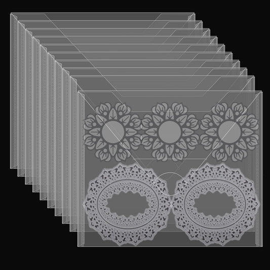 20 Pcs Large 11.5"X9" Stamp & Die Storage Pockets Resealable Clear Plastic Seal Bags Storagefor Cutting Dies Stencil Album Stamp Crafts for DIY Scrapbooking Paper Card Craft Cutting Dies Storage