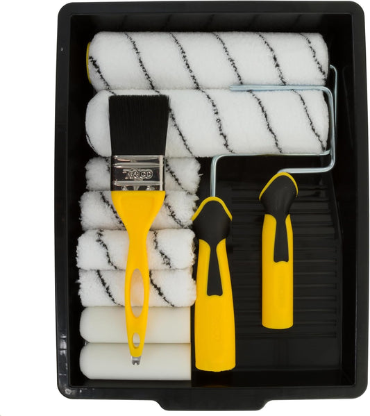 CORAL Easy Coater Decorating Paint Roller Tray & Frame Set, 12 Piece Pack, Roller Brush, 10501