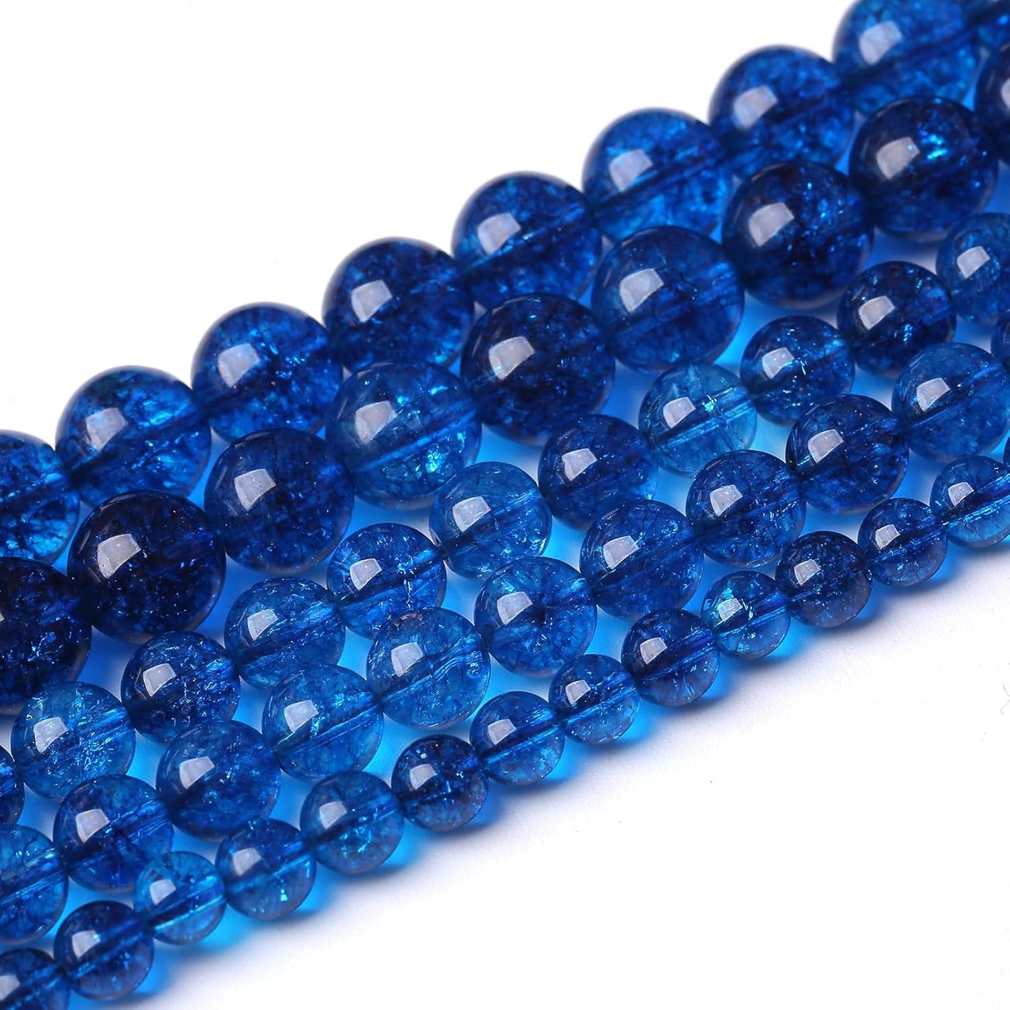 36pcs 10mm Natural Blue Crystal Crackle Quartz Stone Round Loose Beads for Jewelry Making DIY Bracelets Necklaces Energy Healing Stone Beads 15" (10mm, Blue Crackle Quartz)