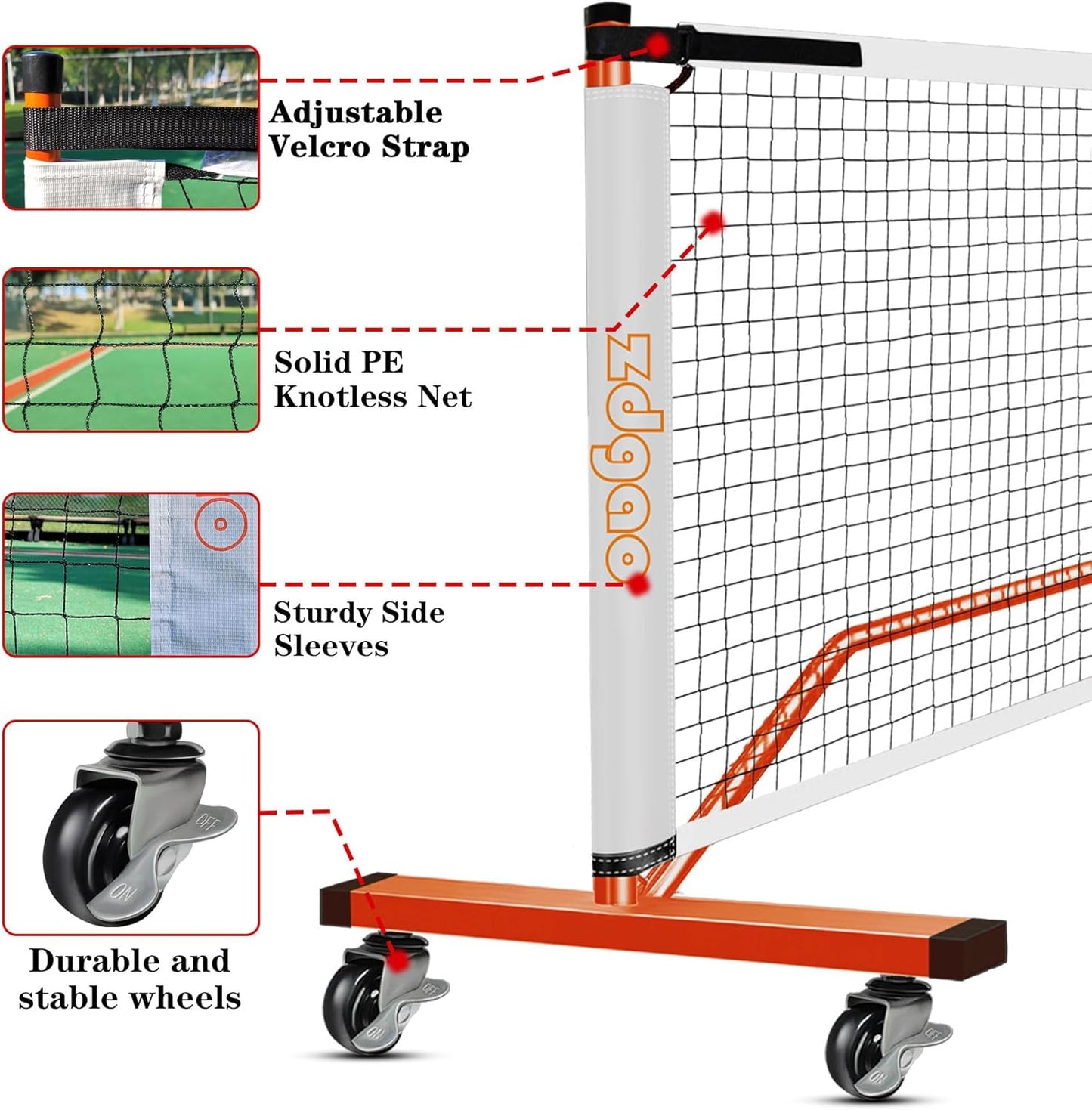 Zdgao Pickleball Set with Net for Driveway, 22 FT Regulation Size Pickle Ball Net Set with Pickleballs, Court Markers and Carry Bag, Steady Metal Frame for Outdoor, Indoor Court