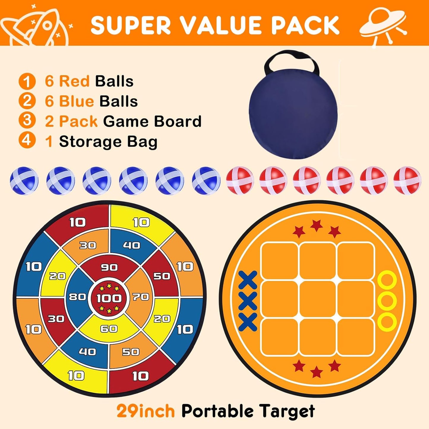 3-in-1 Dart Board for Kids and Adults,Sticky Tic Tac Toe Dart Game for Indoor Wall,Outdoor Games for Adults and Family,Kids Games Boys Toys Birthday Gifts for 4 5 6 7 8 9 10 11 12 Year Old Boys Girls