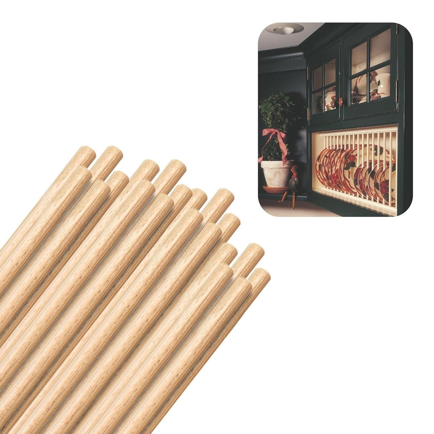 Hardwood Round Dowels (7/16" x 36", Pack of 20) | Variety of Diameters & Wood Species | Unfinished Wooden Dowel Rods for Crafts & DIY Home Projects | Curtain Rod, Macrame Supplies, Moulding, Flagpole