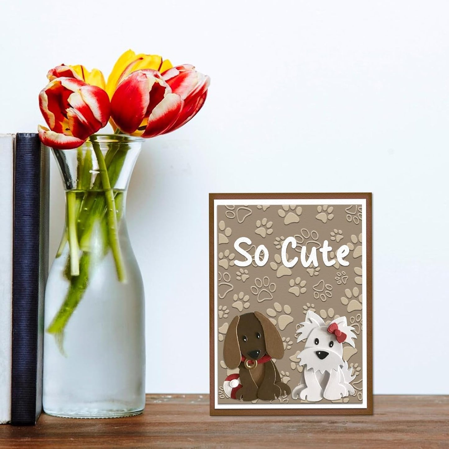 Glodecart Pawprint Background Embossing Folder, Plastic Textured Impressions Cute Dog Cat Footprint Embossing Folder Template for Card Making Dog Lovers Scrapbooking Paper Craft Album Stamps DIY Décor