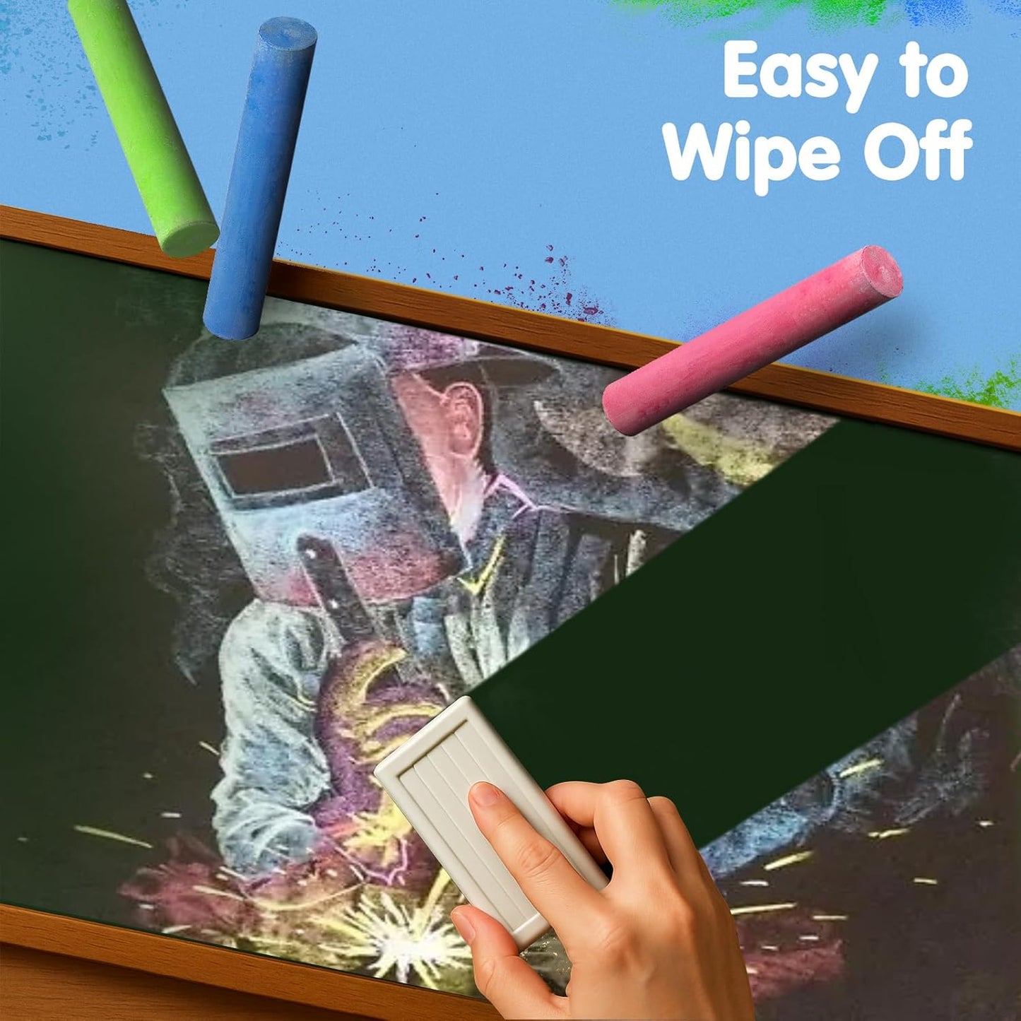 Colored Chalk 36 Colors 50 PCS | Non-Toxic Toddler Chalkboard Chalk for Teachers and Kids | Sponge-Wrapped Creative Drawing & Writing Art Tool