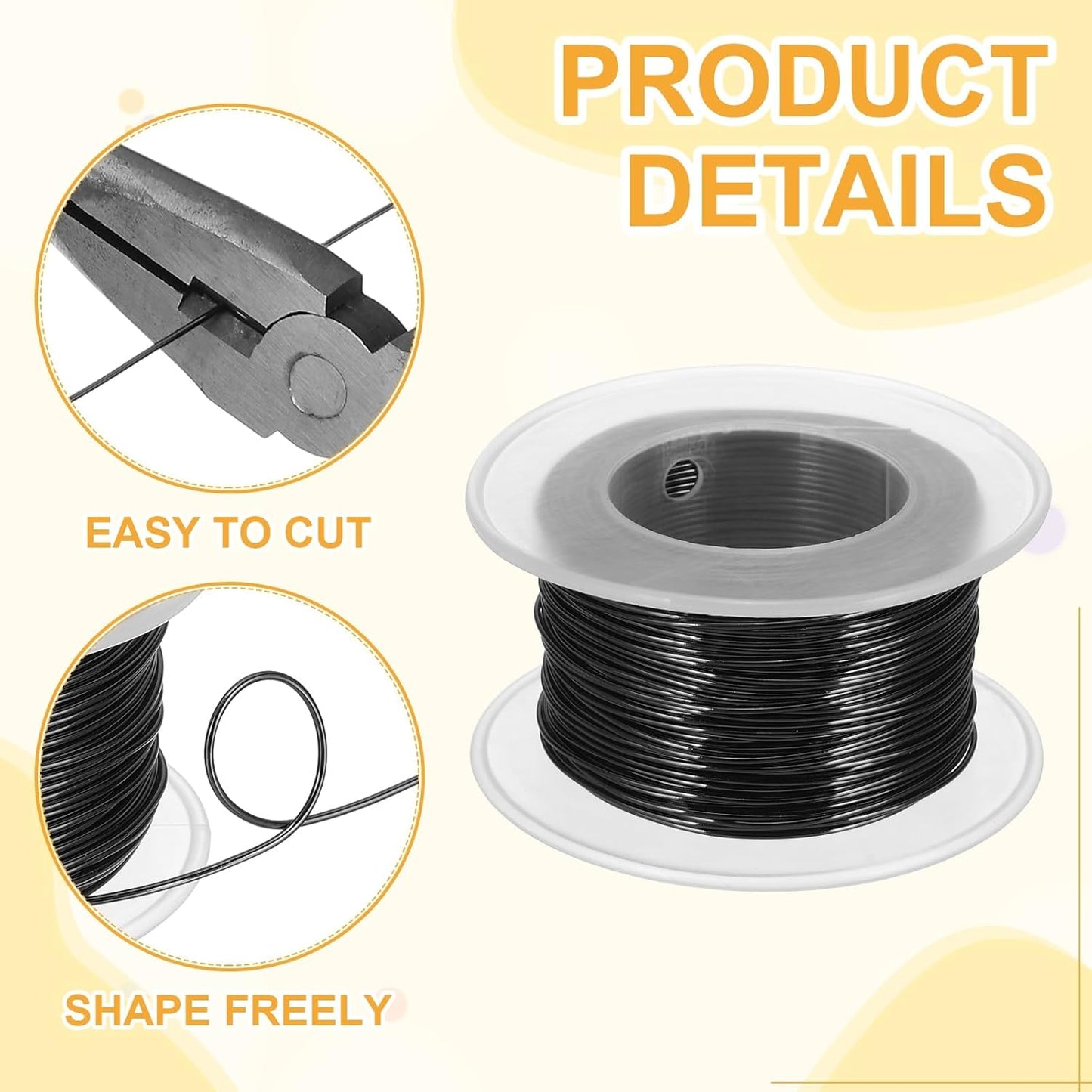 uxcell 18 Gauge / 1mm Anodized Aluminum Wire for Jewelry Craft Making, 102 Feet Bendable Flexible Wire for DIY Home Decor Gardening Sculpture, Black