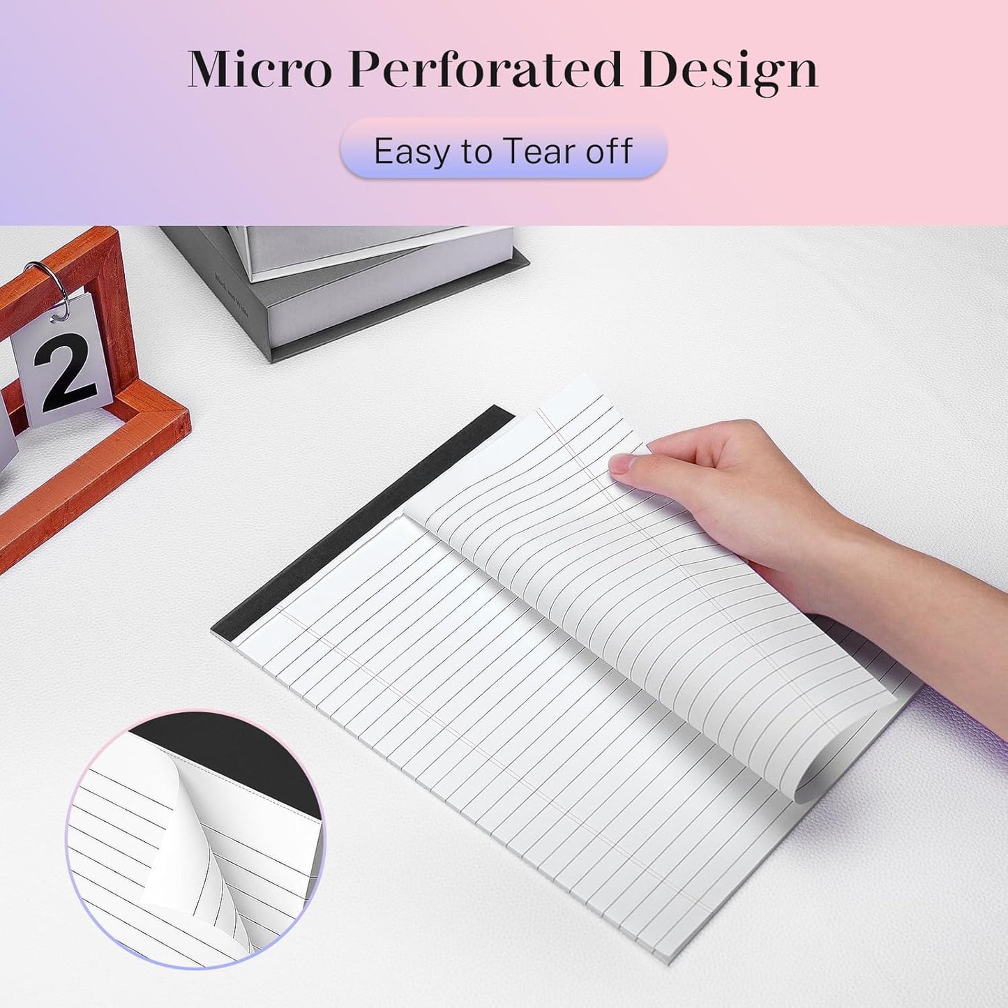 12 Pack Legal Pads 8.5 x 11 Wide Ruled Note Pads 8.5 x 11 Inch Notepads Micro Perforated Writing Pads Notebook Pads of Paper Lined White Paper, 30 Sheets per Notepad for Office & School Supplies