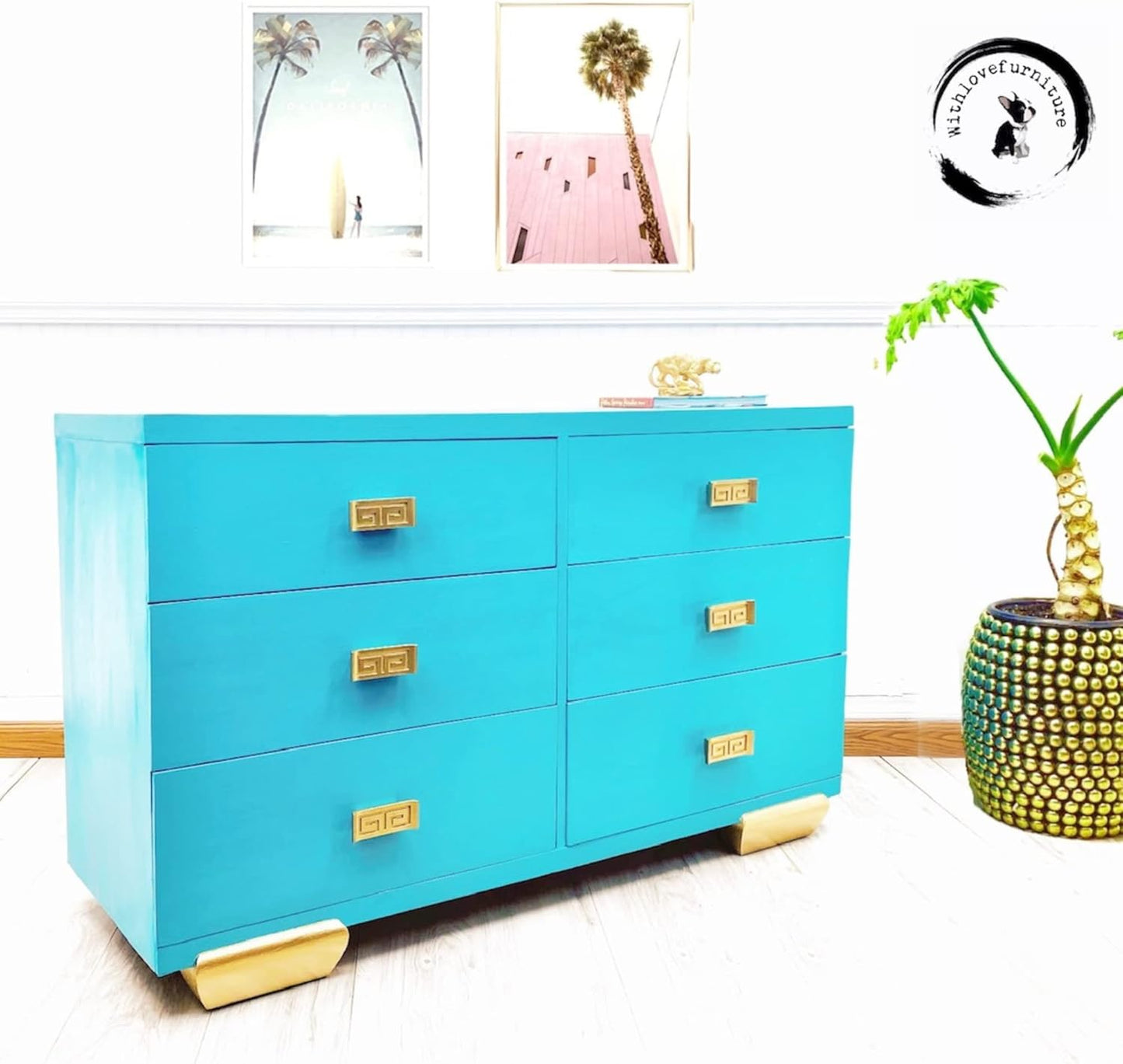 Dixie Belle Paint Company Chalk Finish Furniture Paint - Pure Ocean (32oz) - Matte Bright Teal Chic Chalk Mineral DIY Furniture Paint