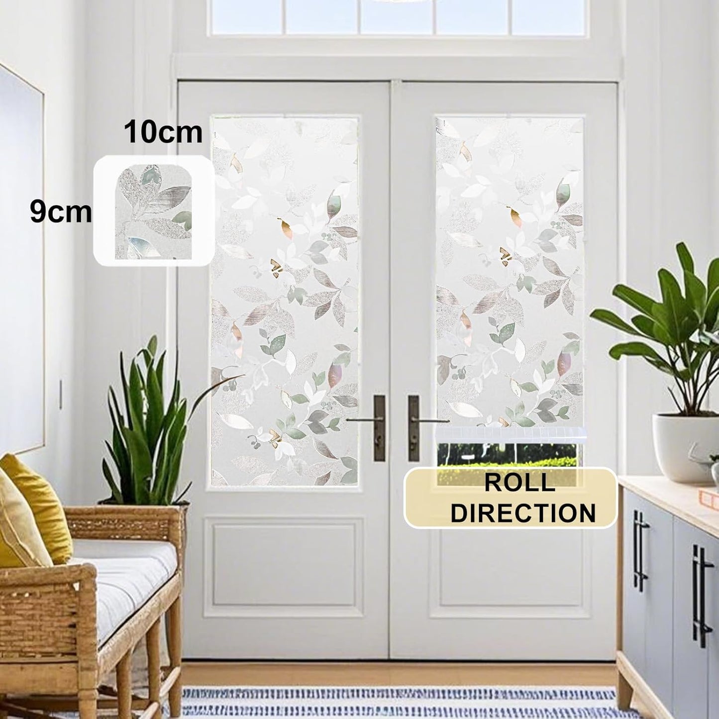 Window Privacy Film Decorative for Front Door, Bathroom Static Cling Stained Glass Sticker Opaque Heat Control UV Blocking Non-Adhesive for Home Windows 23.6 x 78.7 inches Magnolia