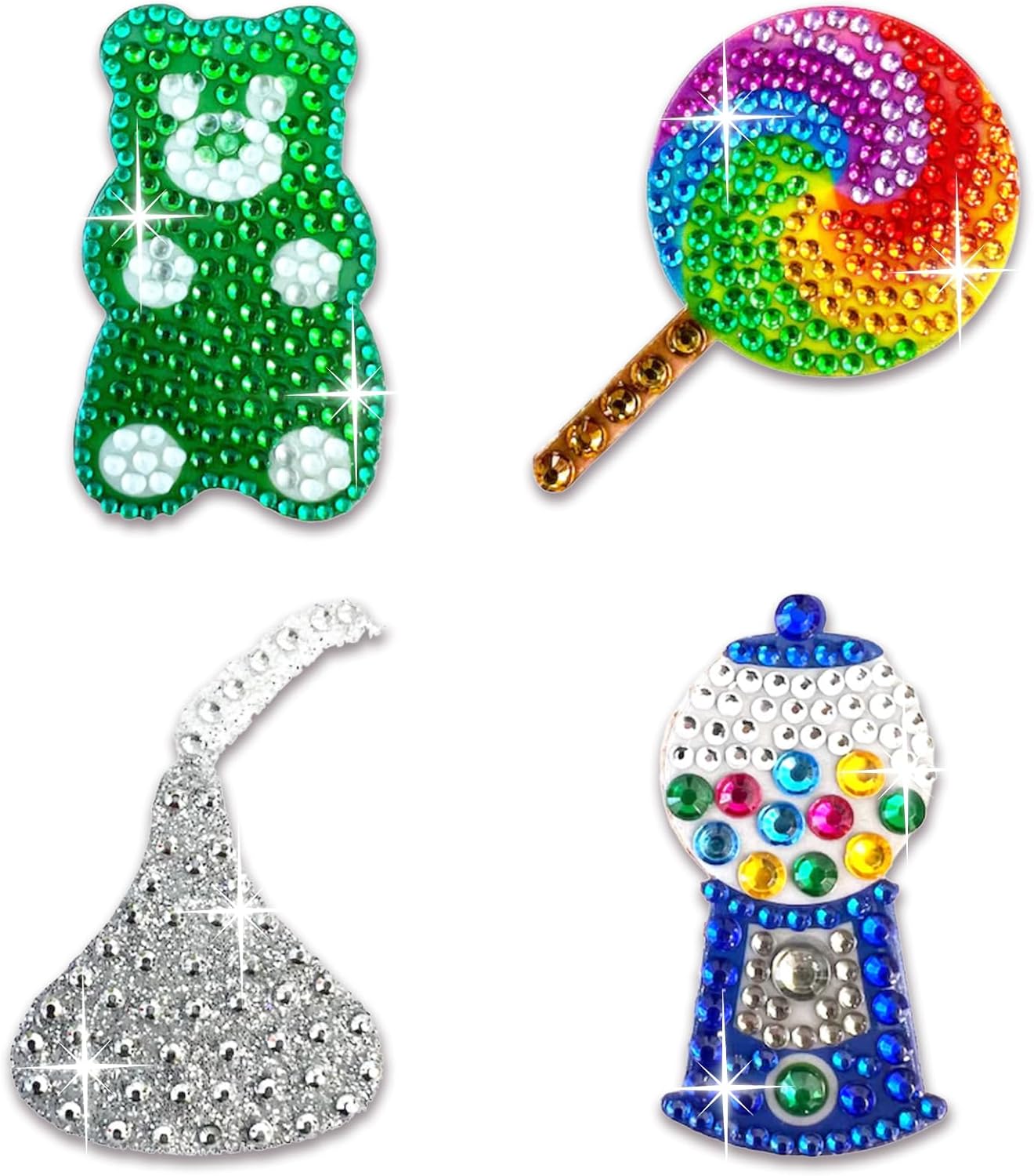 StickerBeans® Rhinestone Stickers - Sweets 4-Pack, 2” x 2” Each, Unique Sparkly Cut-to-Shape for Collecting, Trading, Decorating Laptops, Phone Cases, Scrapbooks - for Kids, Teens, & Adults