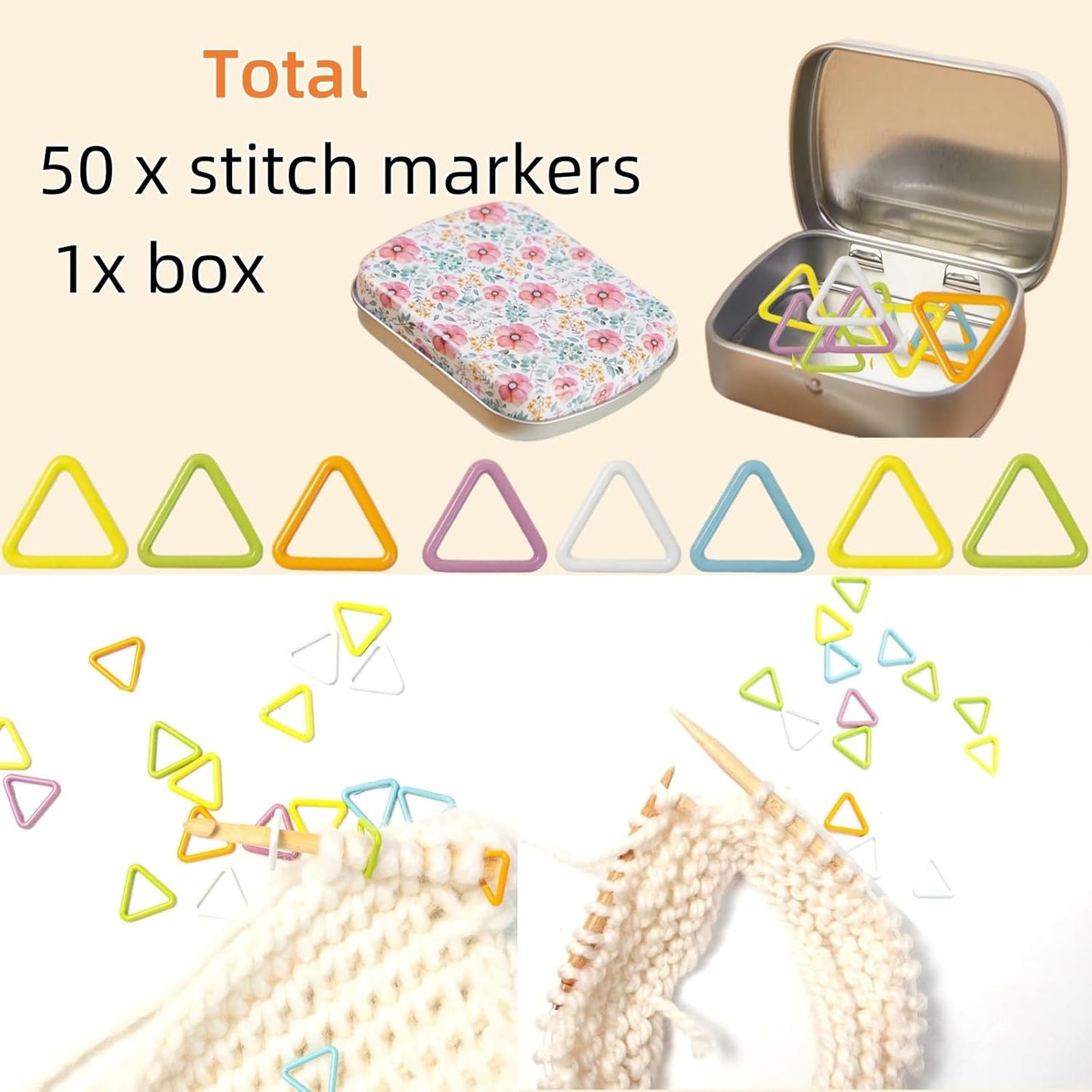 Hilsayum 80Pcs Stitch Markers for Crocheting and Knitting,4 Shapes Colorful Crochet Stitch Markers with Box