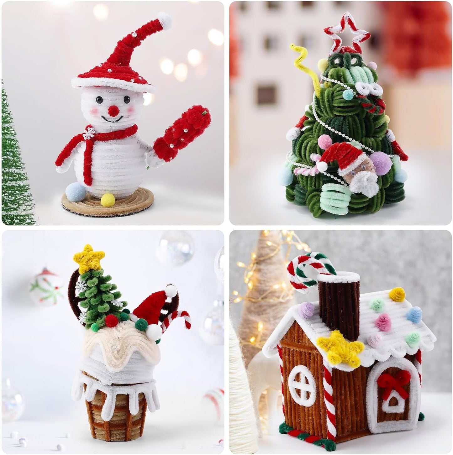 Caydo 300 Pieces 12 inch Christmas Pipe Cleaners for Christmas DIY, Creative Crafts Decorations (Red, Green, White)