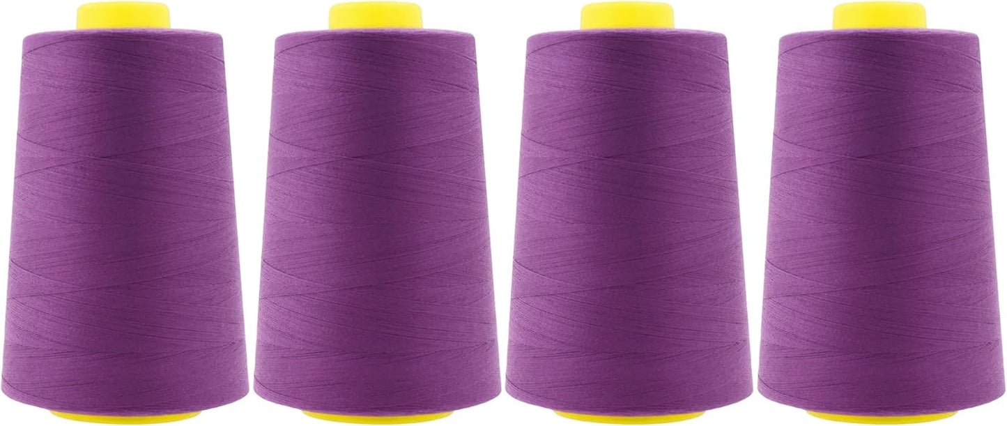 Mandala Crafts 4 Pack of Serger Threads Cones Spools - 40S/2 24000 Yards Polyester Mulberry Threads for Sergers Machine and Overlock Quilting Sewing Machine