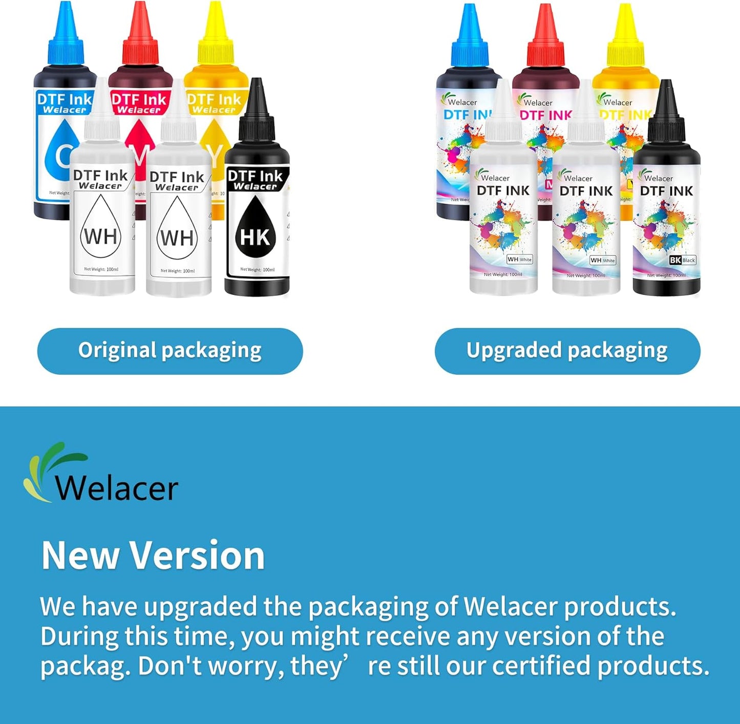 DTF Ink for ET-8550, ET-2850 L1800, R1390, I3200, XP600, XP-15000, DX5 DX7, TX800, L800, 1430, P400, 6x100ml Heat Transfer Ink Conversion Kit Refill for All DTF Printers,for DTF Film