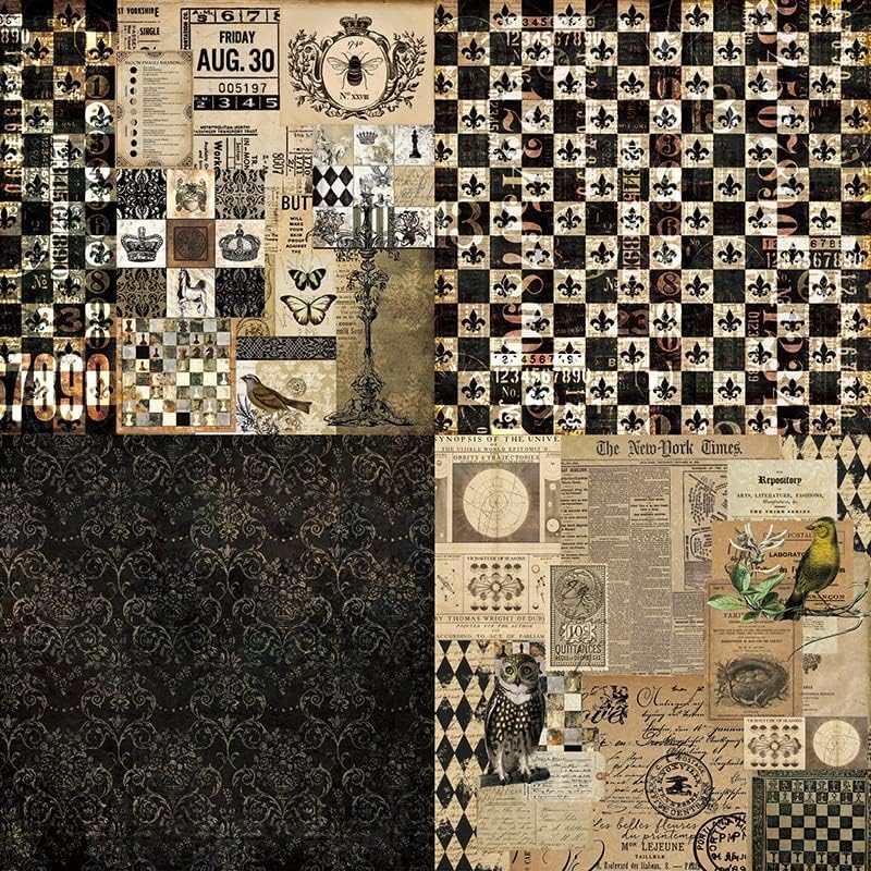 Dark Academia Scrapbook Paper Pad 6x6, Assorted Pattern Decopodge Cardstock Paper, Single-Sided Vintage Scrapbooking DIY Decorative Cardmaking Supplies, Junk Journaling Craft Paper-24Pcs