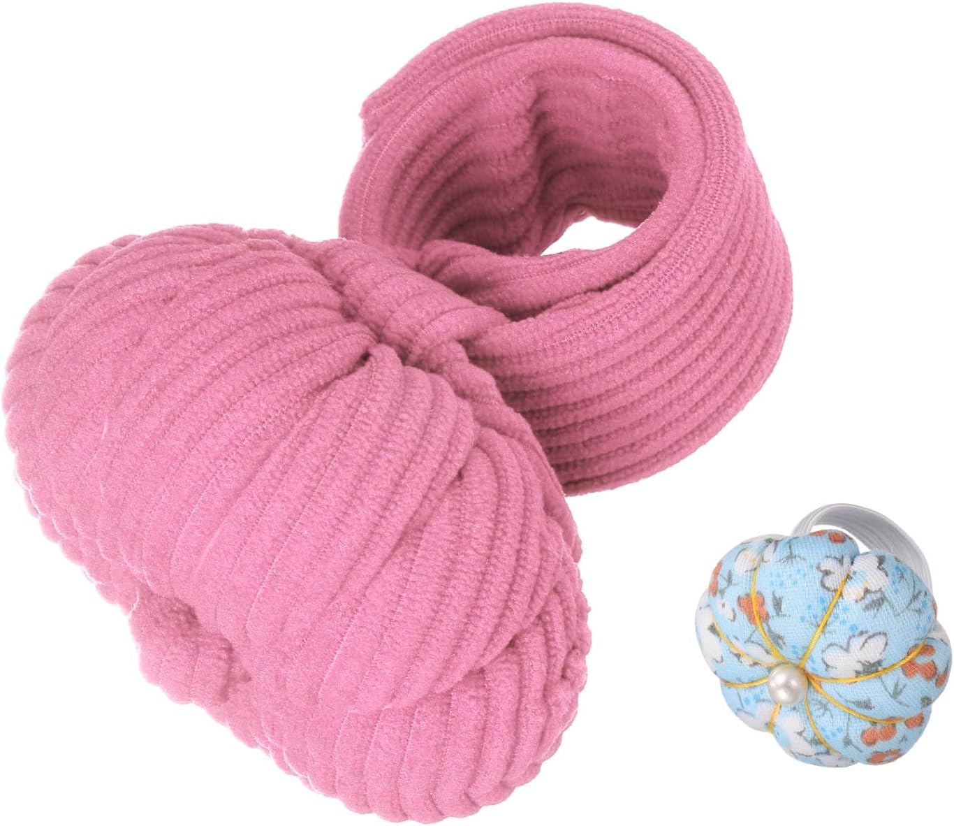 HARFINGTON Wrist Pin Cushions, Sewing Needle Pin Cushion Adjustable Strap with Elastic Strap Finger Ring Pincushions Fit All Wrist Sizes for Sewing Quilting Needlework DIY Crafts, Pink/Blue