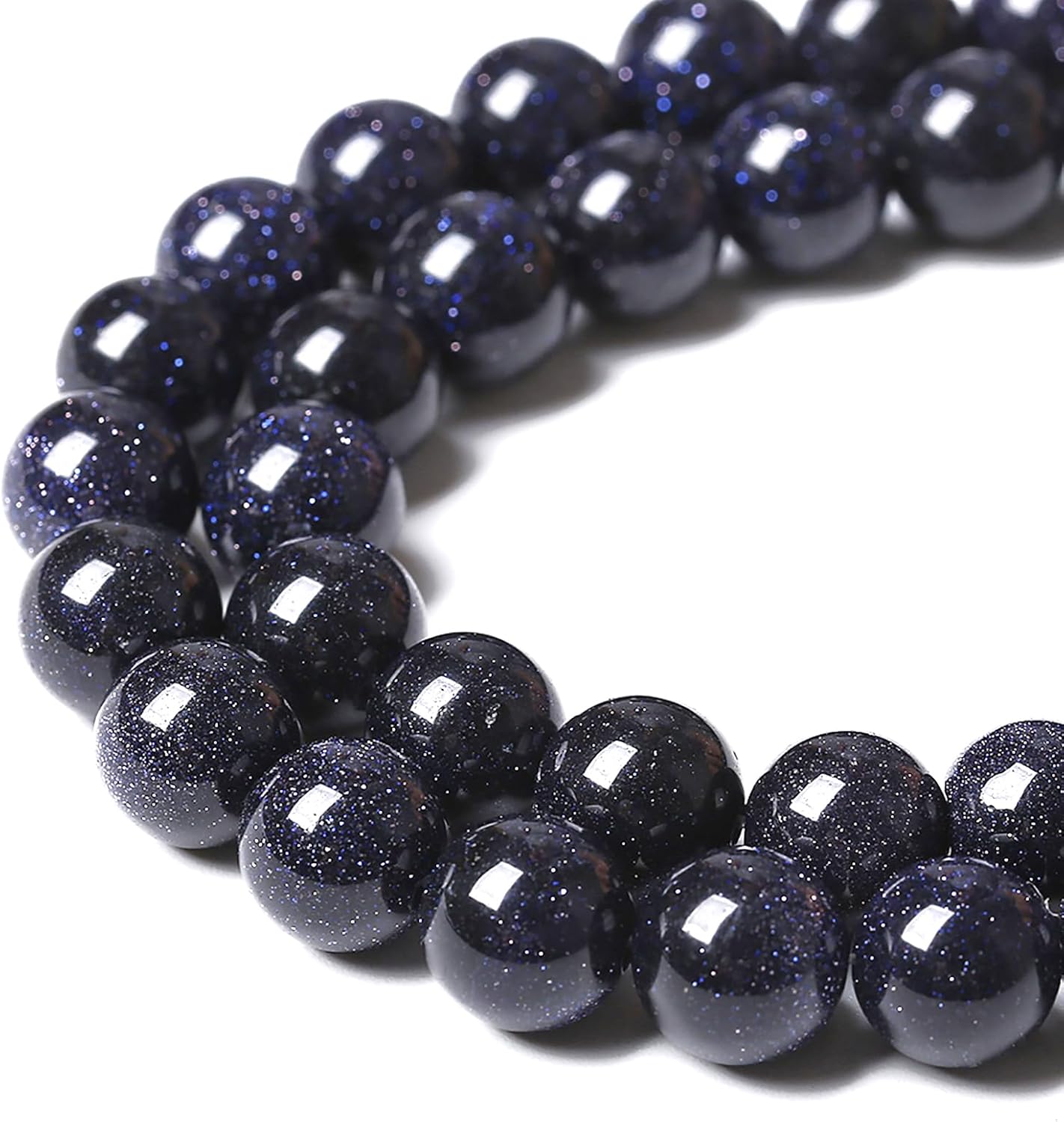120PCS 6mm Blue Sandstone Gemstone Beads Beads Natural Stone Round Loose Beads for Jewelry Making DIY Bracelet Necklace 32" 2 Strands