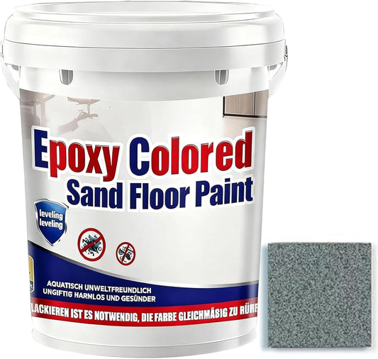 Epoxy Colored Sand Floor Paint, Epoxy Floor Paint for Concrete, High Gloss Marble Effect Coating, Waterproof Non-Slip Concrete Paints, Suitable for Indoor/Outdoor Use (Dark Gray,160 oz/5 kg)