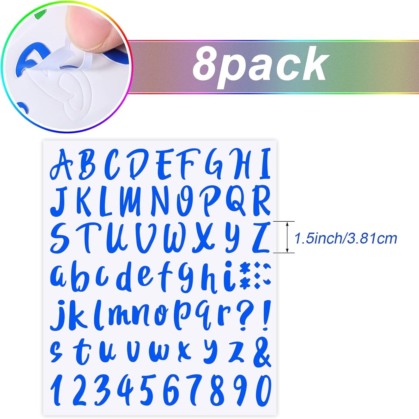 Outus 576 Pieces 8 Sheets Letters Stickers Self Adhesive Vinyl Letter Alphabet Number Stickers Mailbox Numbers Sticker, Decals for Classroom Decor, Sign, Door(Multi Colors,1.5 Inch)