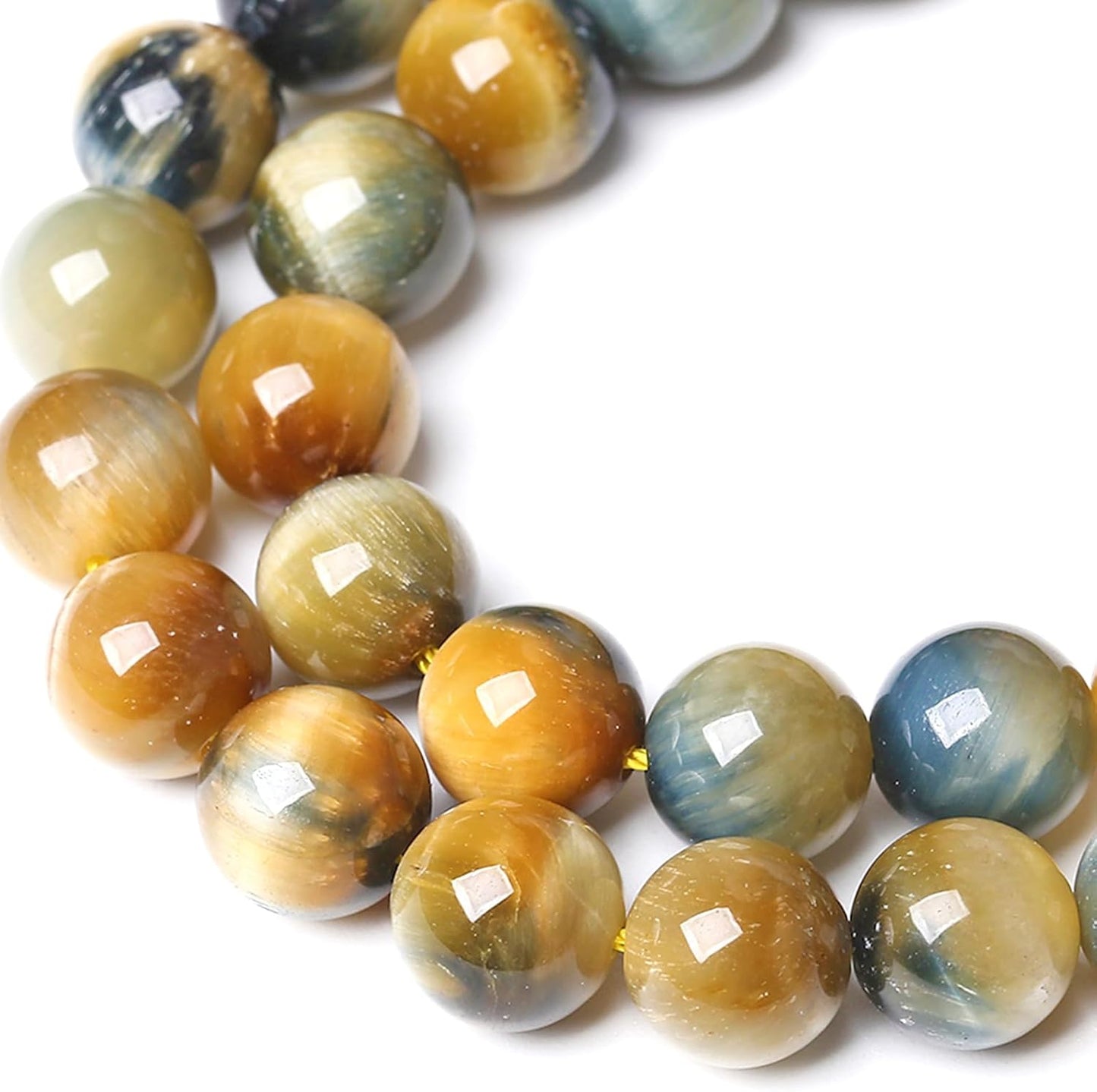4MM Dream Blue Tiger Eye Stone Beads Natural Gemstone Round Loose Beads for Jewelry Making Bracelet Necklace 180pcs 2 Strands 32"
