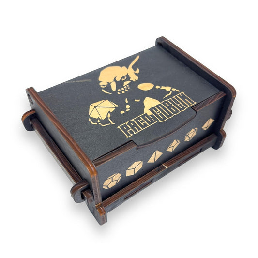 Dice Box - BLACK - 6x4x3 Also holds jewelry and great for desks and desk top items (Goblin - PERSONALIZED)