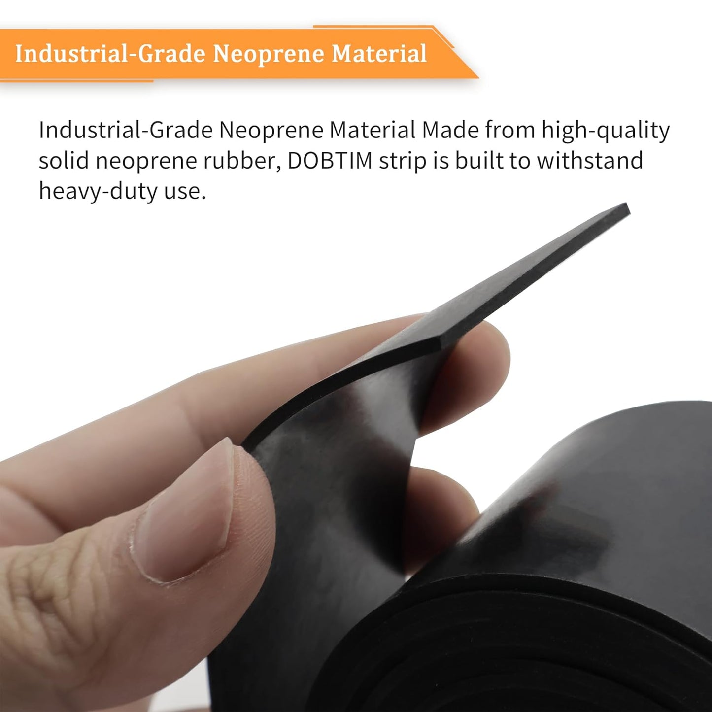 DOBTIM Thin Solid Neoprene Rubber Strips 1/16 (.062)" Thick X 2" Wide X 110" Long, Rubber Sheets, Rolls & Strips Use for Gaskets, Sealing, Bumpers, Protection, Abrasion, Flooring