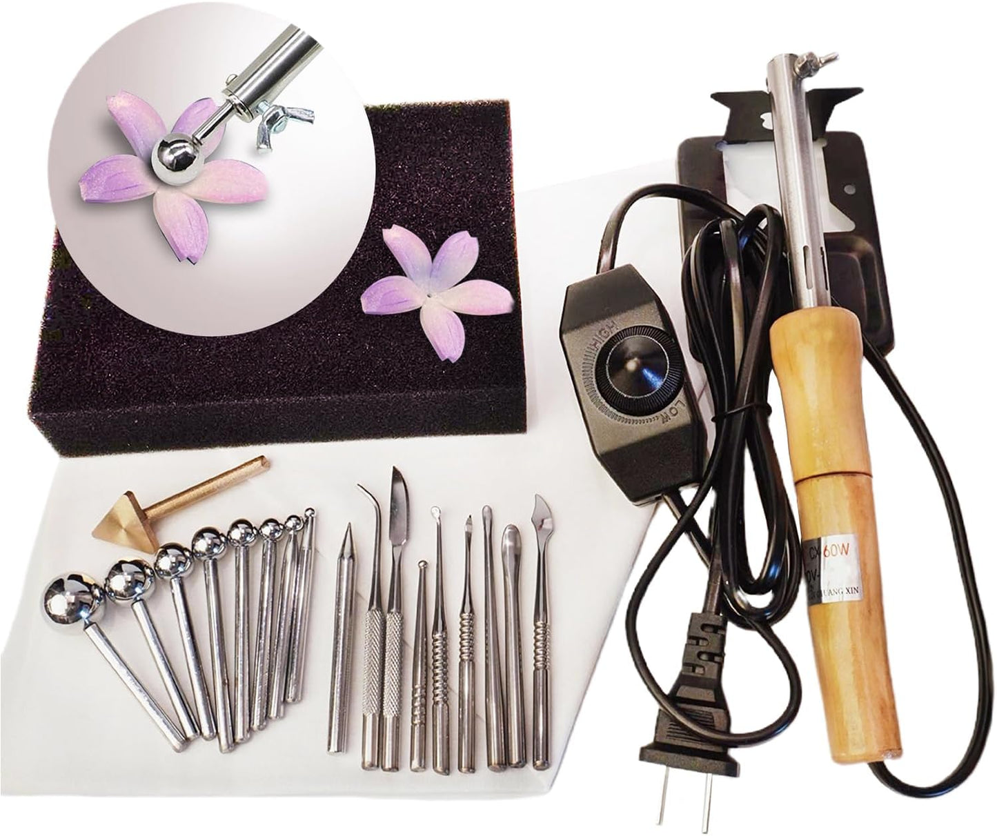 Flower Making Kit, Electric Fabric Flower Maker, Artificial Flower Ironing Machine with 18 Ironing Heads, Adjustable Temperature, Fake Flower Making Tools Kit