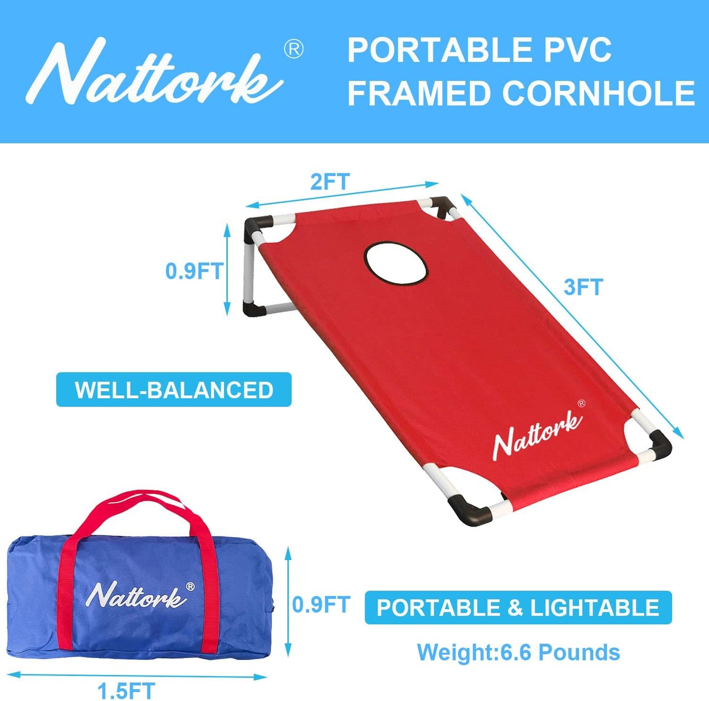 Portable Cornhole Set with 2 Collapsible Cornhole Boards, 8 Cornhole Bean Bags and Carrying Case for Yard Toss Game, Indoor Outdoor Camping Games for Adults Family (3 x 2-feet)